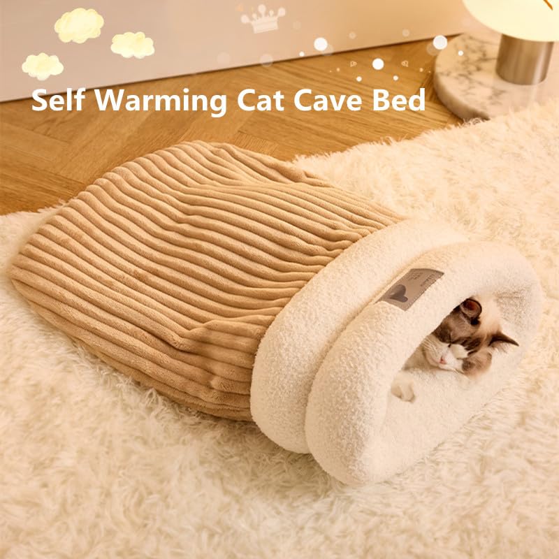 Zhuandis Sleeping Bag For Cats, Winter Soft Plush Cat Sack, Self-Warming Pet Bed, Kittens' Snuggle Sack (Blue, 17'' X 15'')
