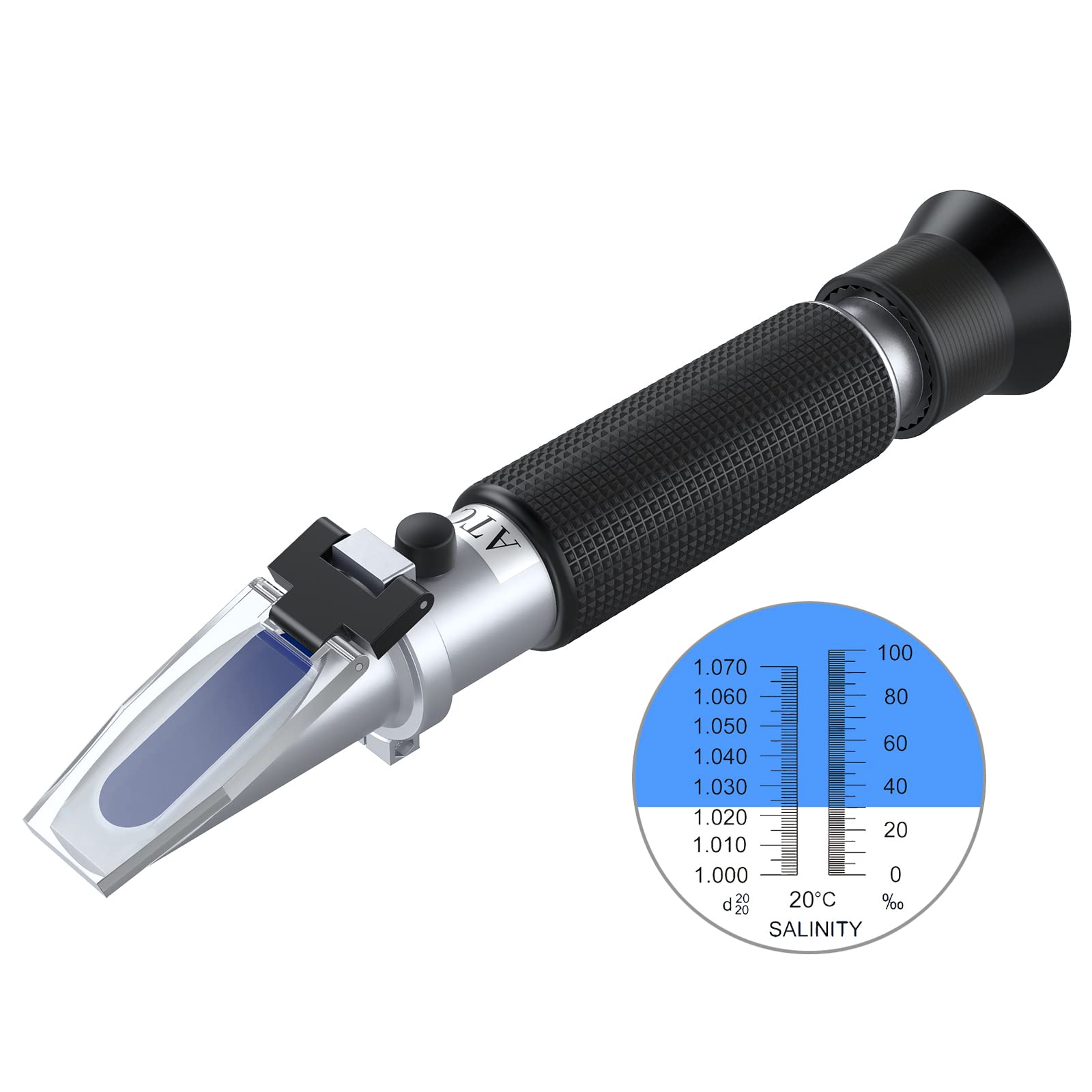Autoutlet Salinity Refractometer Saltwater Aquarium For Seawater, Pool, Tank, Marine, Fishkeeping, 0-100Ppt & 1.000-1.070 Salini