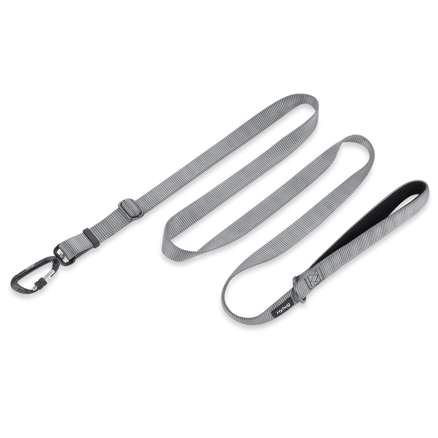 Hyhug Pets Heave Duty And Lightweight Aluminium Clip Adjustable 6 Feet Long Leash With Sturdy Nylon And Super Soft Neoprene Lined Handle For Medium Large Giant Dogs Lead. (Large, Sleet Gray)