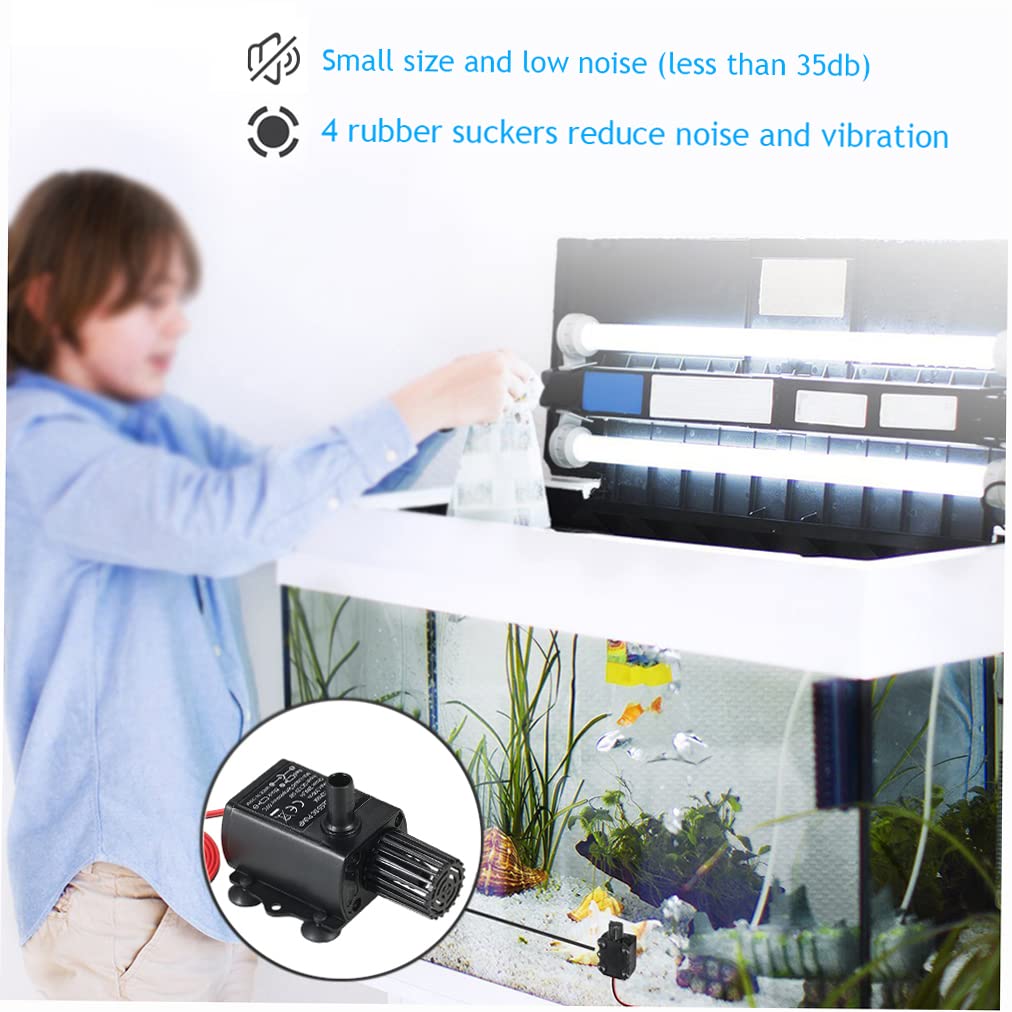 Decdeal Water Pump Aquarium, Submersible Water Pump, DC 12V 5W, Mini quiet Pump for Pond Aquarium Fish Tank, 280L/H, Lift 300cm