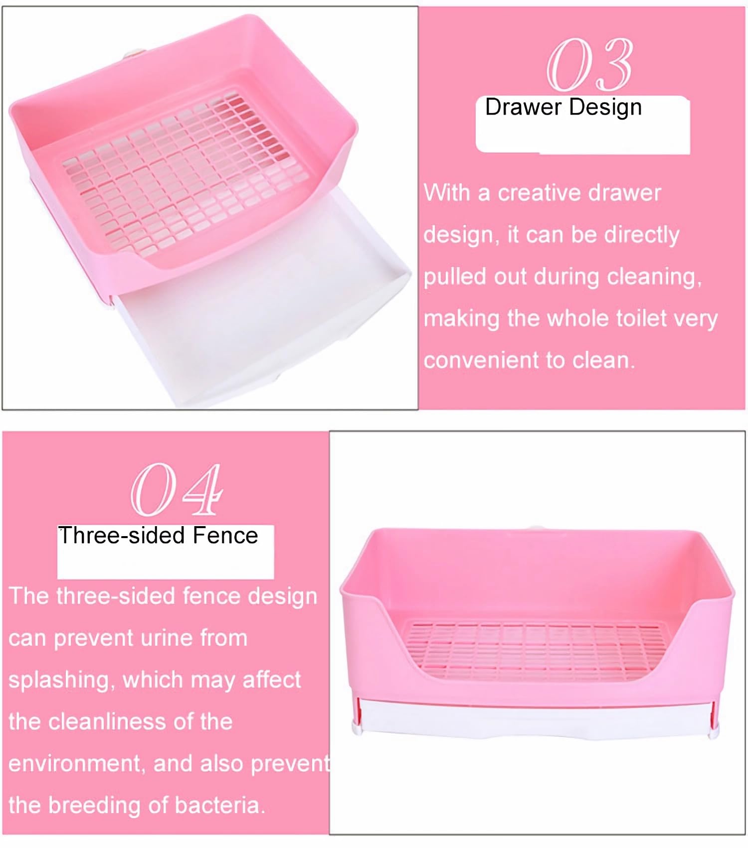 Rabbit Litter Box,Bunny Supplies,Large Pet Litter Pan Trainer With Drawer Corner For Rats Hamsters Ferret Bunny Guinea Pigs Chin