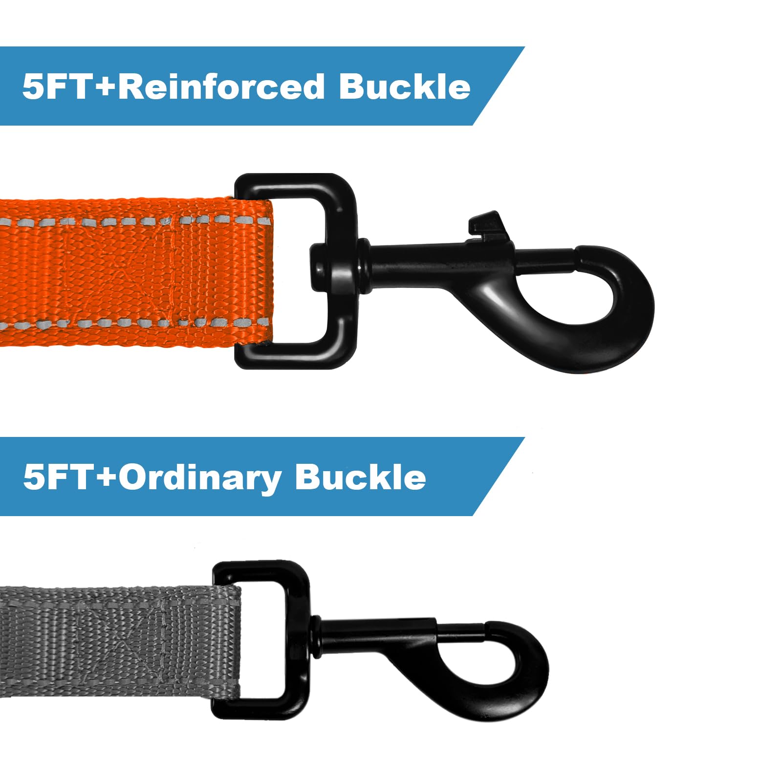 Heavy Duty Dog Leash For Large Dogs, Double-Sided Reflective, Padded Handle, Nylon Reinforced Buckle Collar, Orange, 6Ft