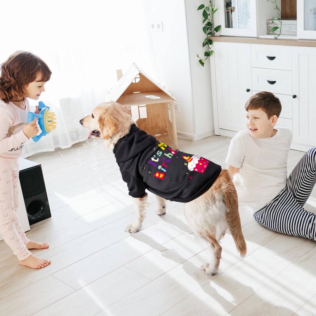 Greenjoy Dog Sweater Dog Hoodie Cold Weather Coat Hooded Sweatshirt For Puppies,Cats, Small Medium Large Dogs (Black(It'S My Bir