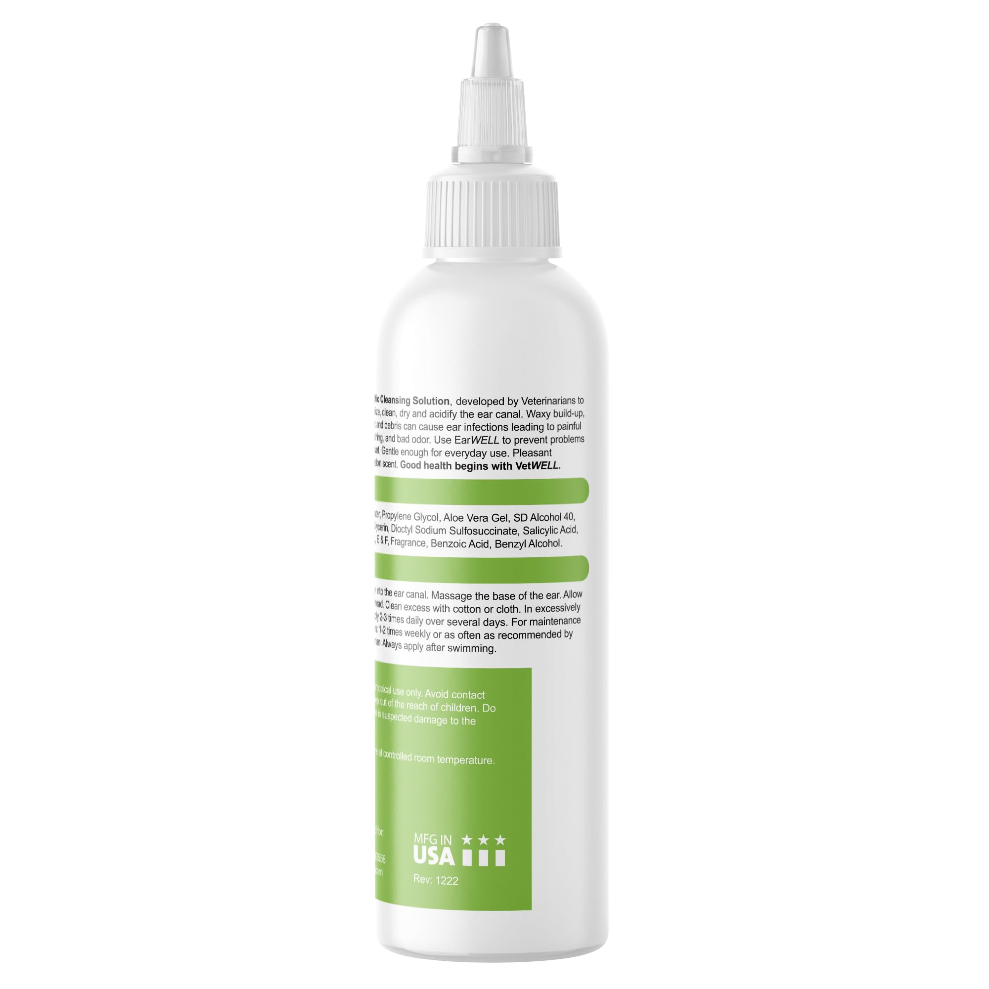 Vetwell Ear Cleaner For Dogs And Cats - Otic Rinse For Infections And Controlling Ear Infections And Odor In Pets - 8 Oz (Cucumber Melon)