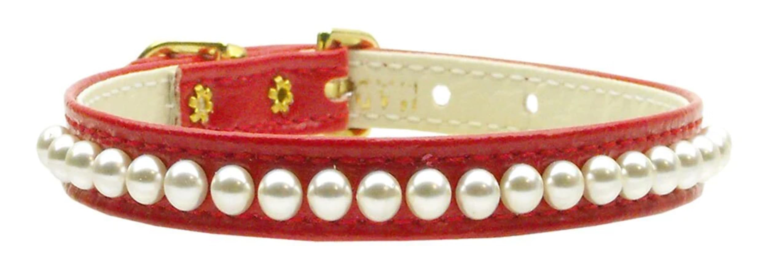 Mirage Pet Products 3/8-Inch Pearl Pet Collar, Size 14, Gold
