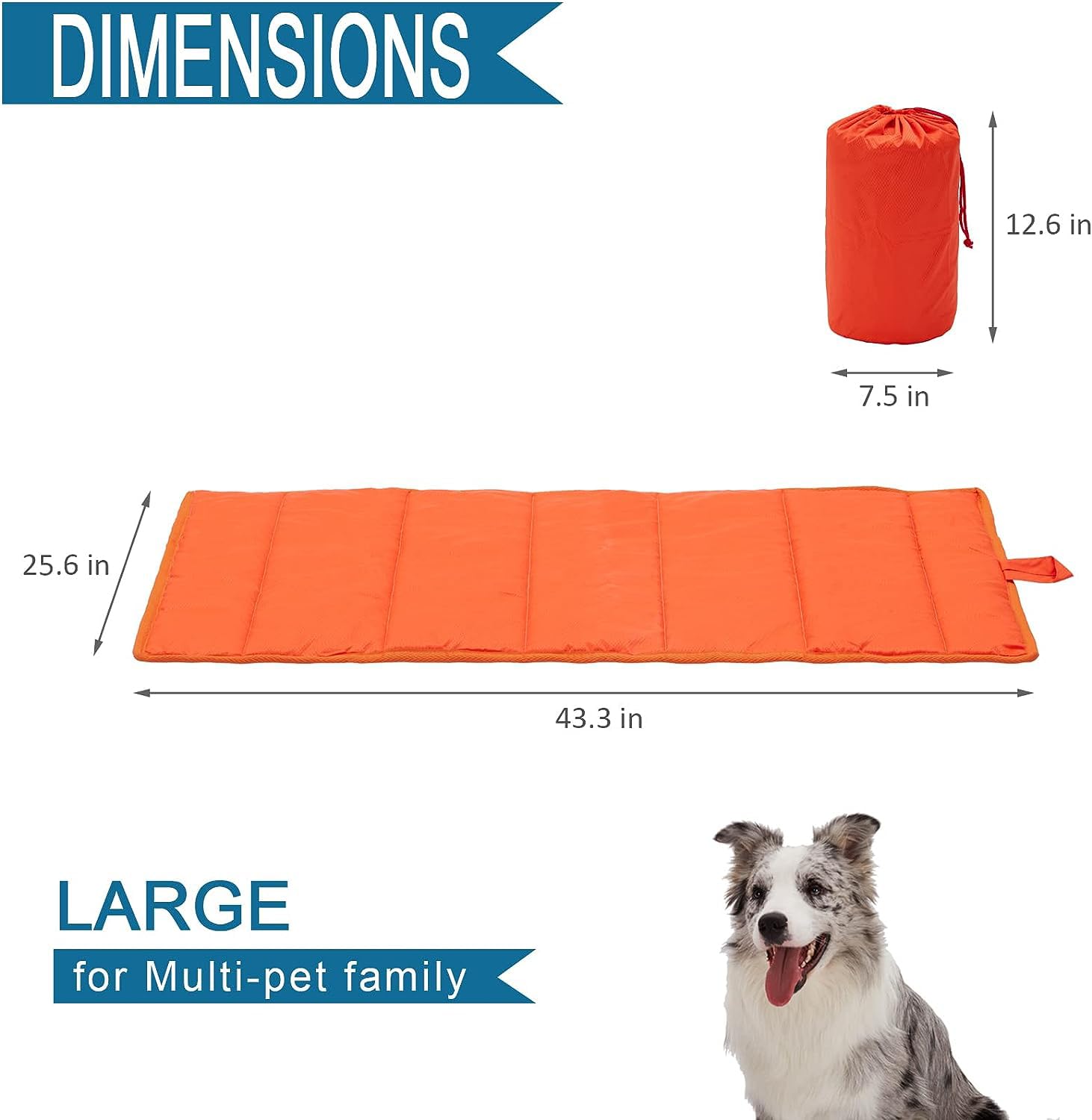 Bdeus 43X25In Large Size Outdoor Dog Bed, Waterproof & Portable Camping Travel Pet Mat, Easy To Clean, Washable Odor Resistant P