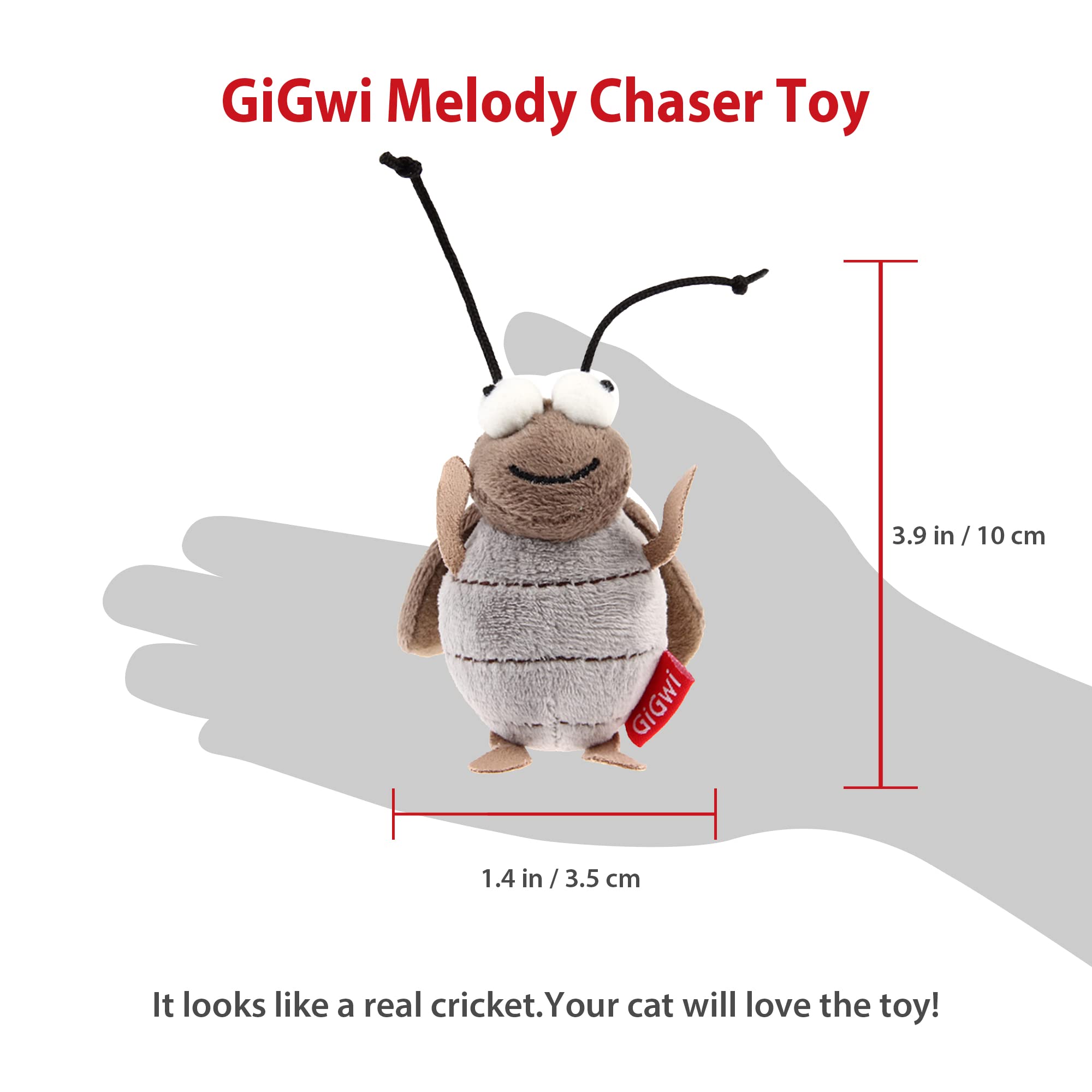 Gigwi Squeaky Cricket Cat Toy,Interactive Cat Toys Electronic Motion Activated Bug Sound,Automatic Cat Play Squeaky Toy For Indoor Fun