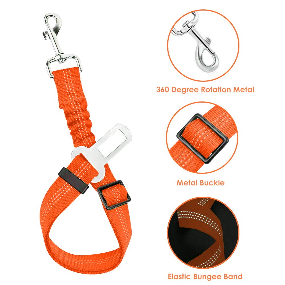 Lukovee Dog Safety Vest Harness With Seatbelt, Dog Car Harness Seat Belt Adjustable Pet Harnesses Double Breathable Mesh Fabric With Car Vehicle Connector Strap For Dog (Xx-Small, Orange)