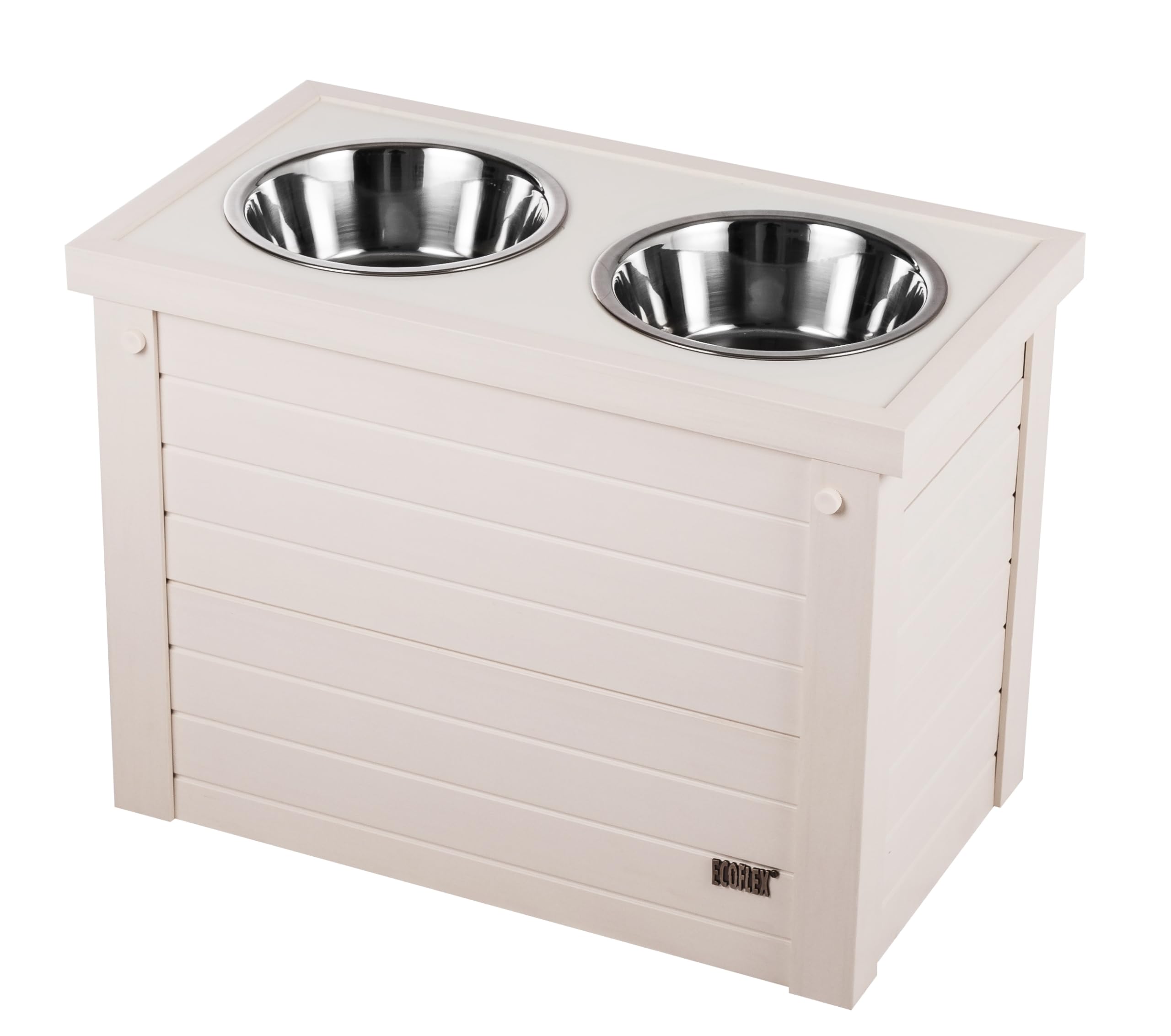 New Age Pet Ecoflex Piedmont Pet Diner With Storage - Antique White, Large (Ehhf304Xl)