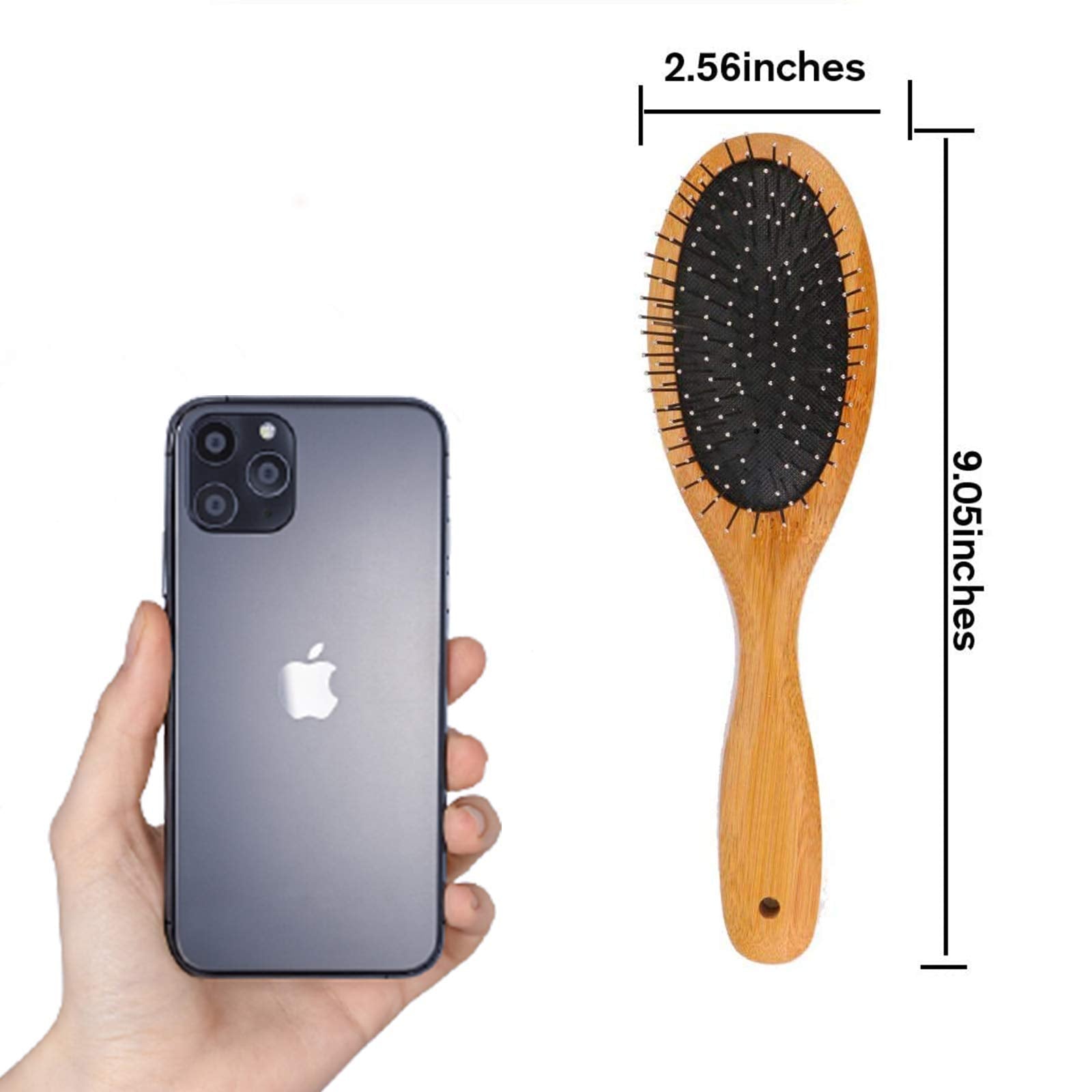 Clumsypets Dog & Cat Ball Pin Slicker Grooming Brush With Bamboo Handle For Pets Massage Bath And Removes Mats Loose Fur Hairs