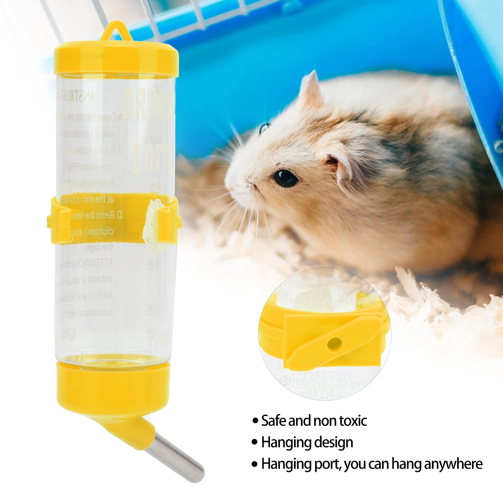 Heepdd Small Animal Water Bottle, Automatic No Drip Hamster Water Dispenser For Pet Dwarf Hamster Mice Gerbil Rat Chinchillas Guinea Pig Rabbit