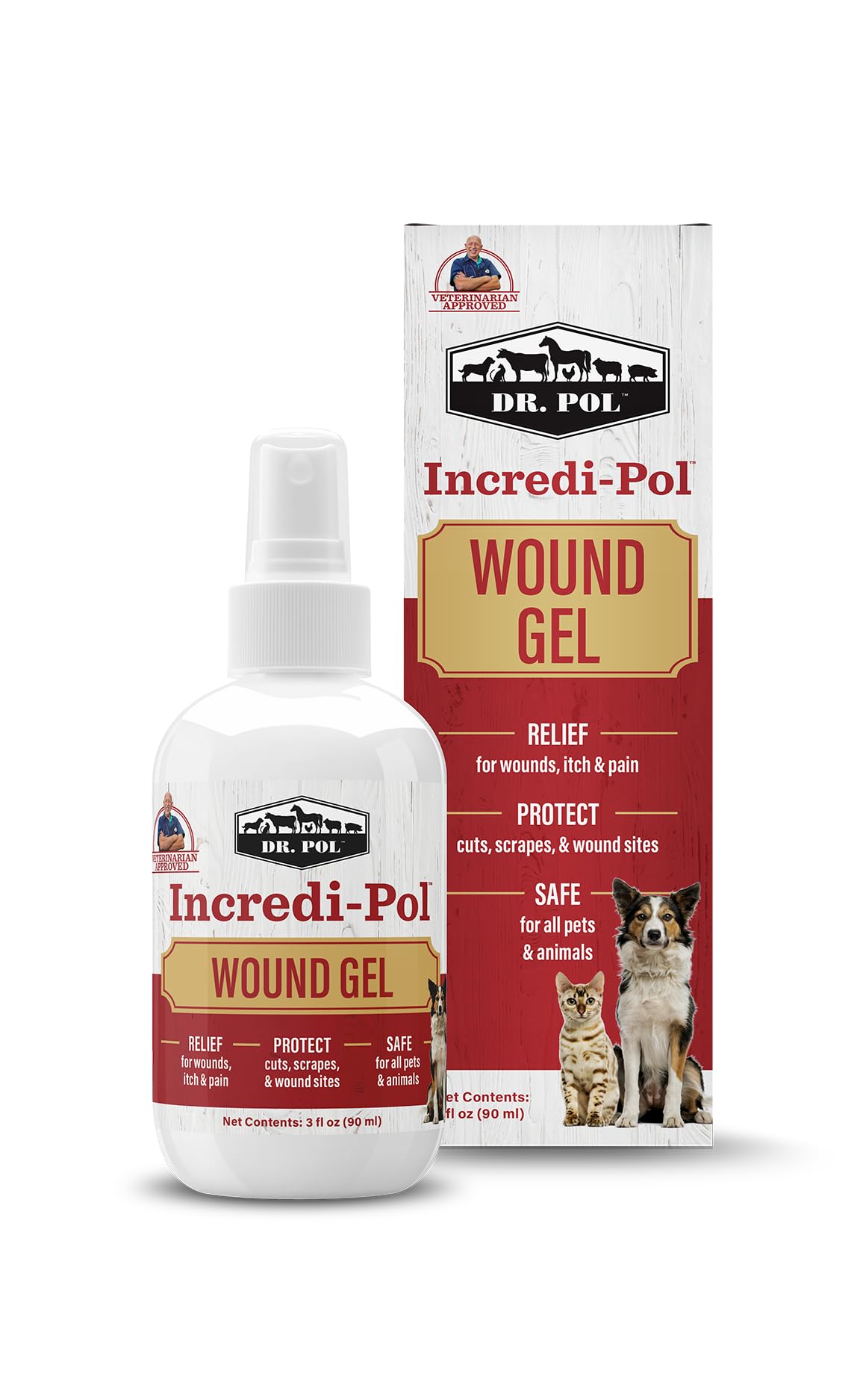 Dr. Pol Incredi-Pol Wound Gel Spray for Dogs, Cats, and All Animals - Dog Wound Care Gel to Relieve Itch and Pain - Protects Wou