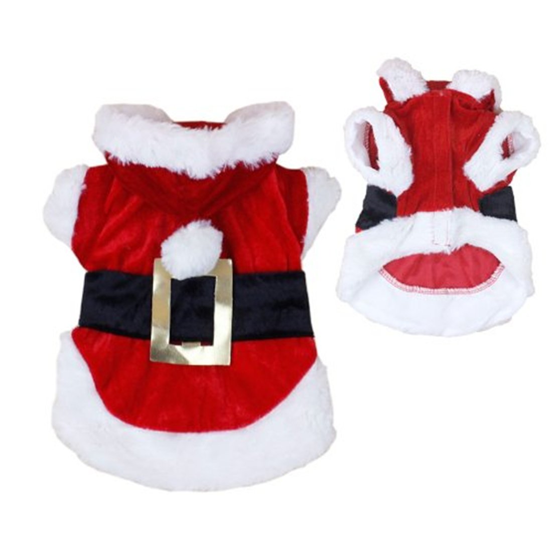 Idepet Santa Dog Costume Christmas Pet Clothes Winter Hoodie Coat Clothes For Dog Pet Clothing Chihuahua Yorkshire Poodle (M)