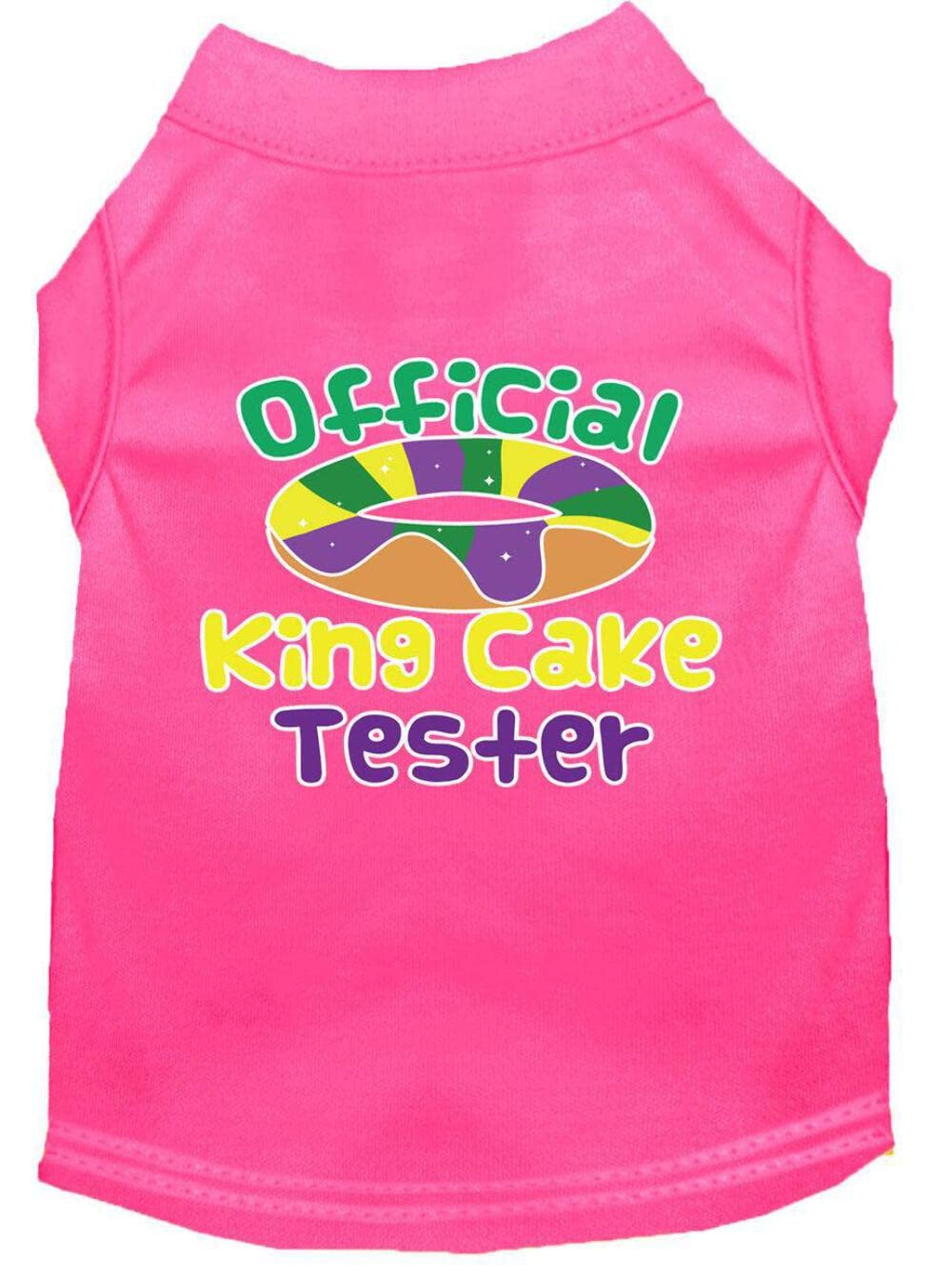 Mirage Pet Product King Cake Taster Screen Print Mardi Gras Dog Shirt Bright Pink XXL
