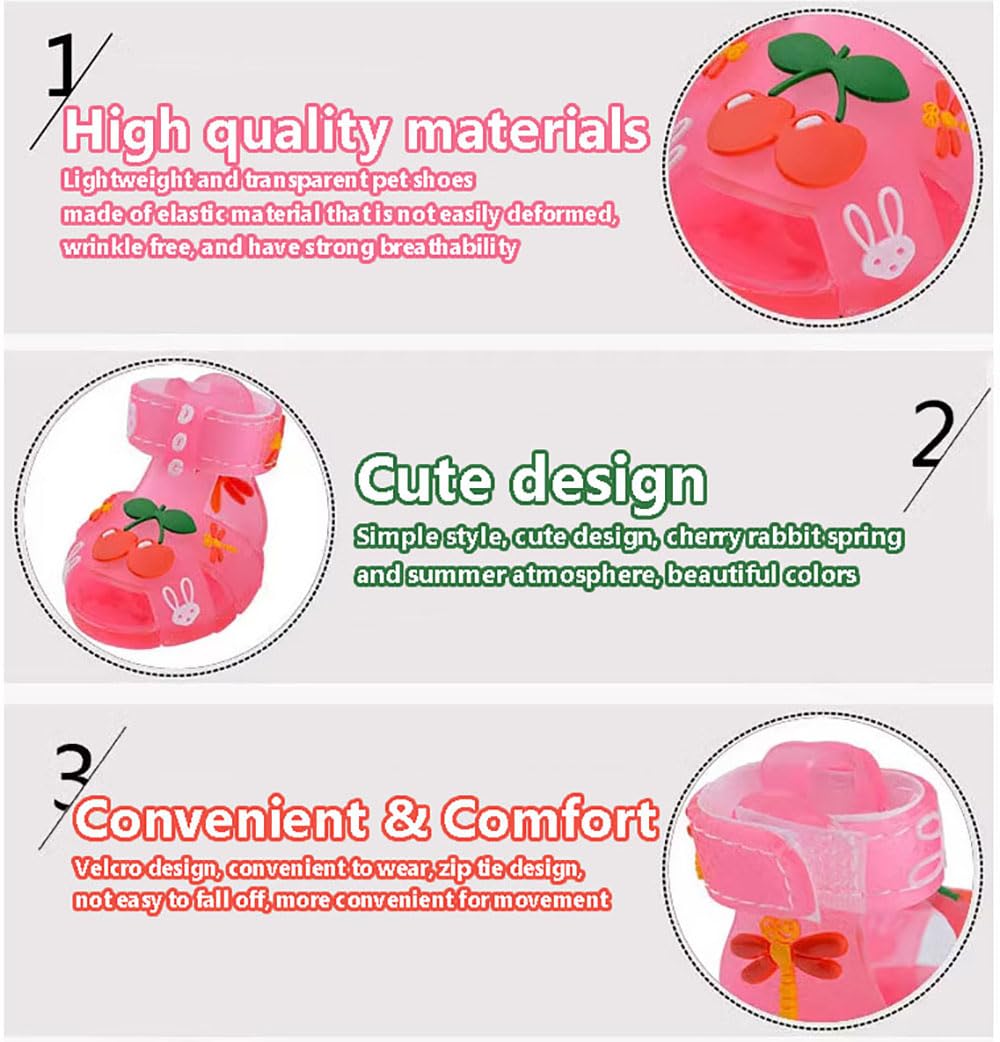Cute Summer Dog Shoes Sweet Cherry Puppy Sandals Pet Jelly Shoes Flats, Dog Booties Paw Protector For Summer Hot Pavement (Candy