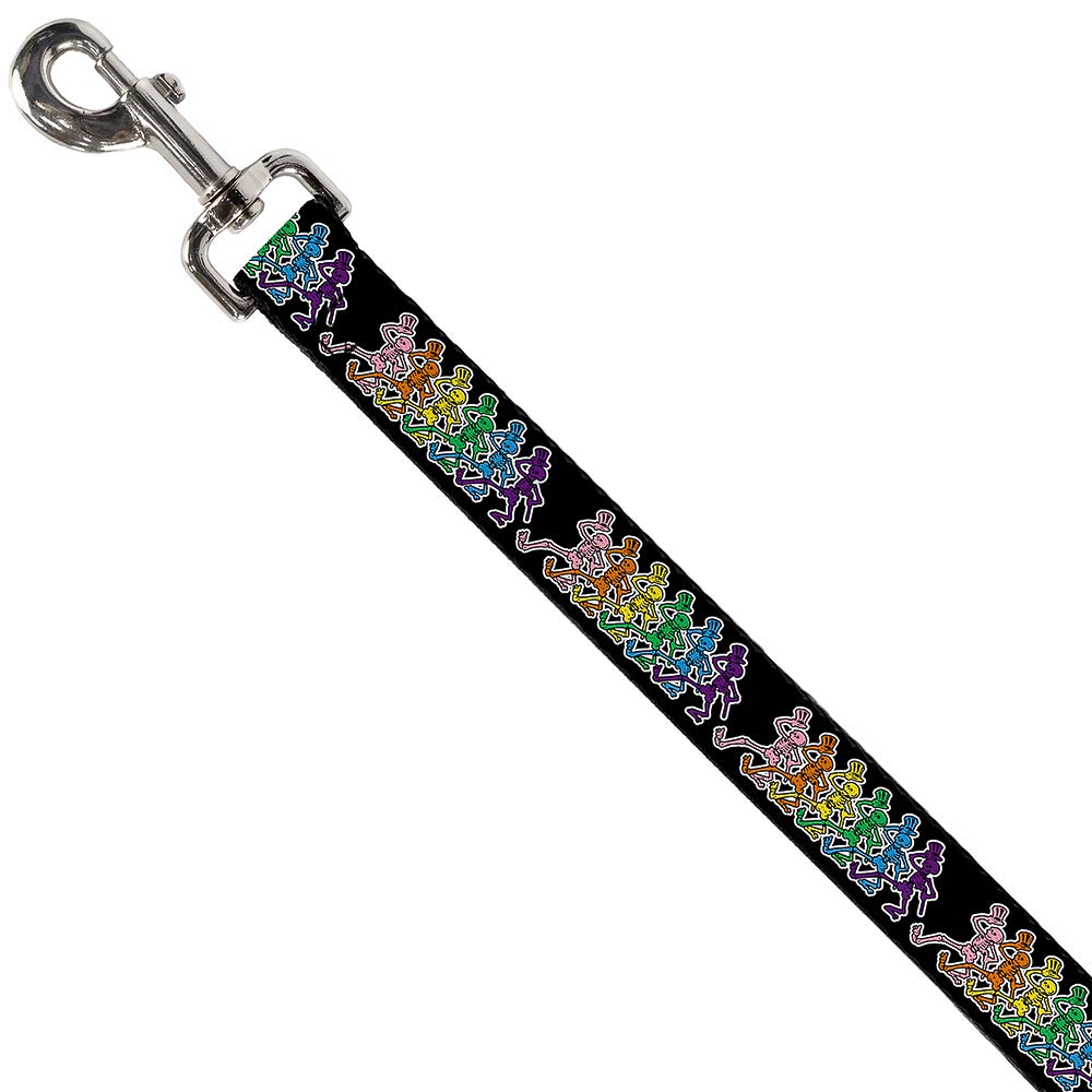 Dog Leash Dancing Skeletons Black Multi Color 6 Feet Long 1.5 Inch Wide