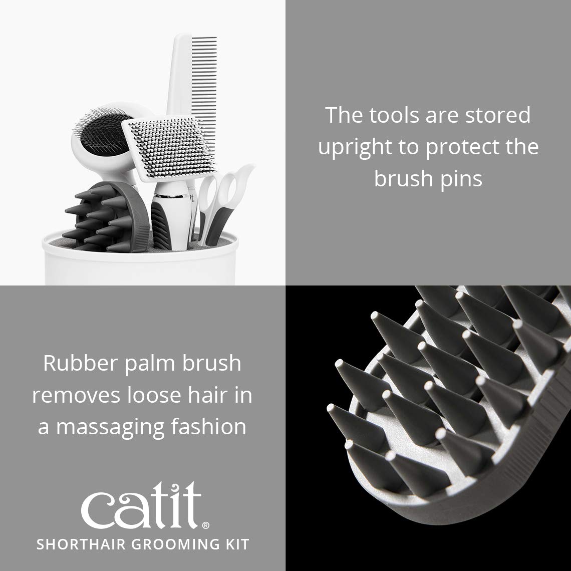 Catit Senses 2.0 Short Hair Cat Grooming Kit,White, 6 Piece Set