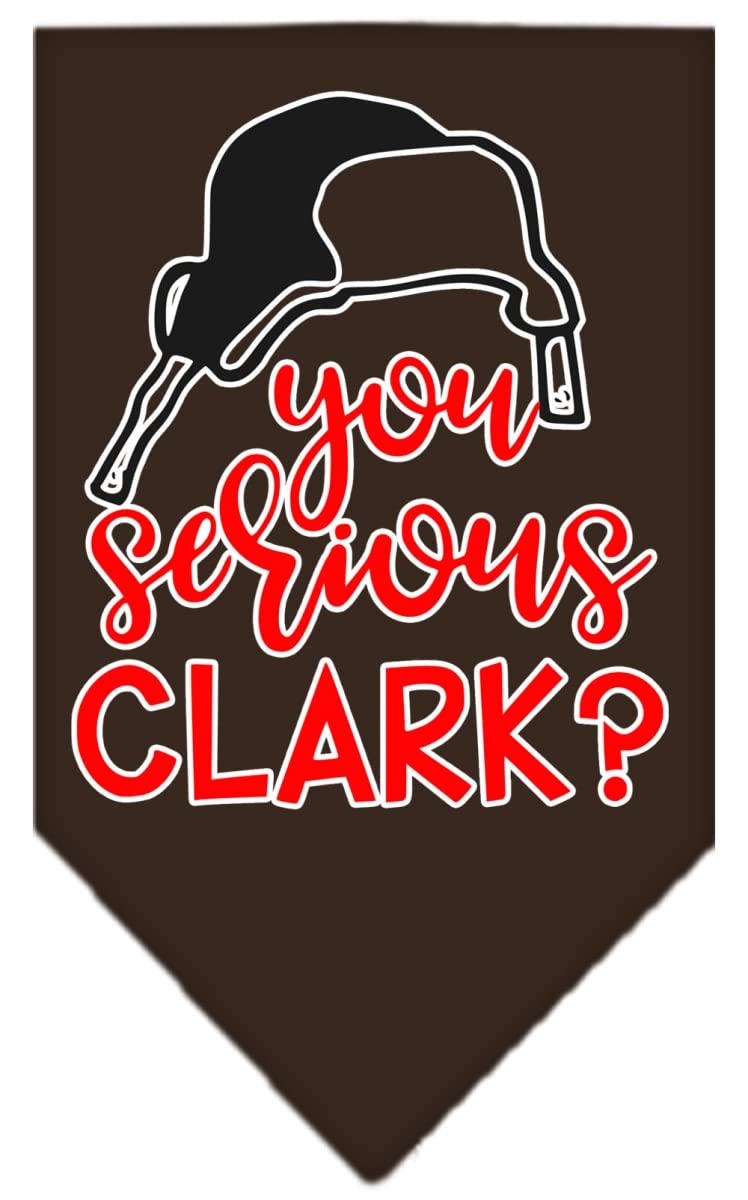 Christmas Pet and Dog Bandana Screen Printed, &quot;You Serious Clark?&quot; Cocoa Large