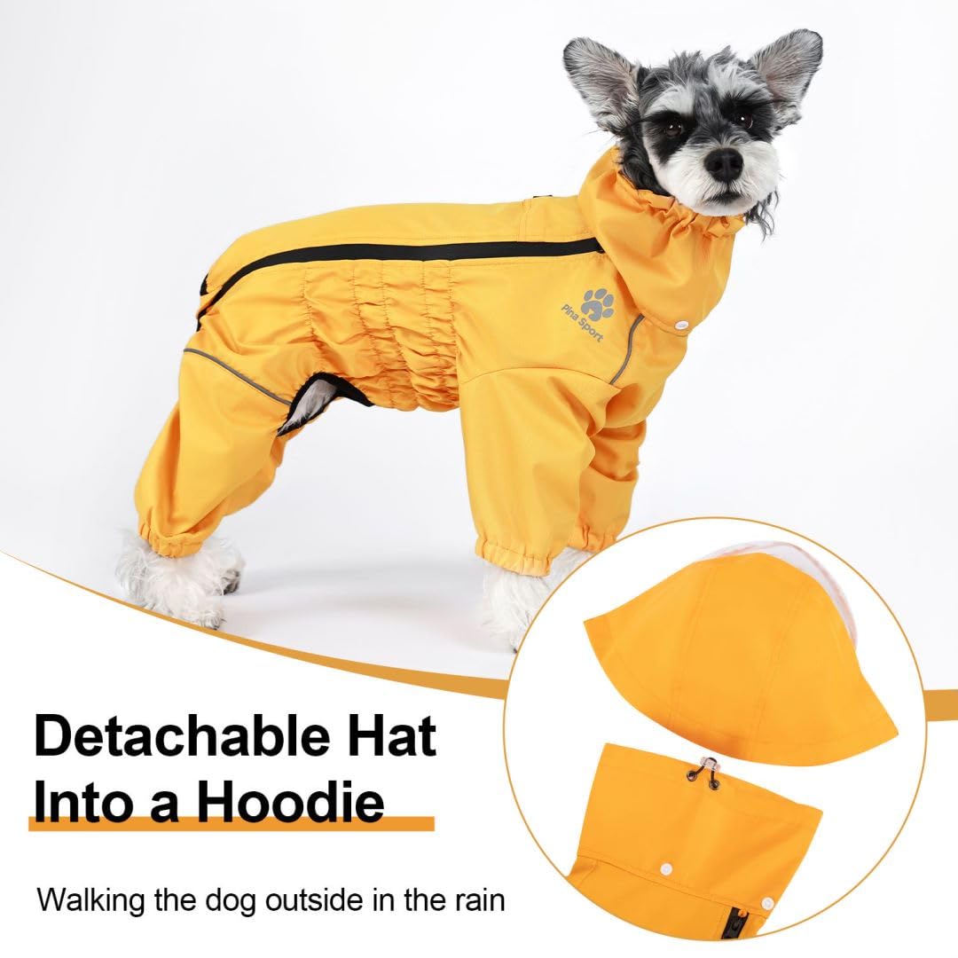 Pina Dog Raincoat, Waterproof Jacket With Hood & Reflective Strap, Lightweight Poncho With Leash Hole For Wet Weather