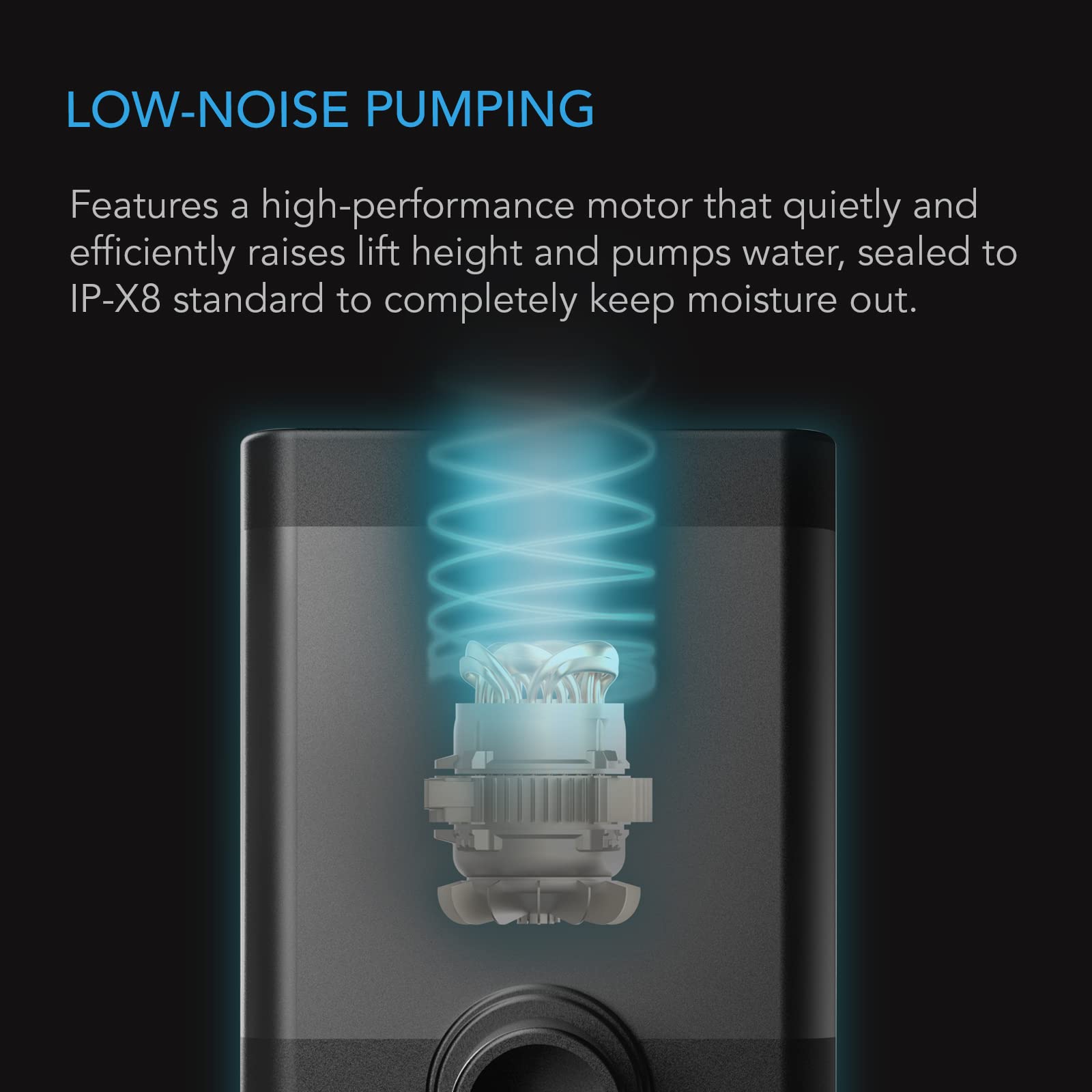 AC Infinity Submersible Water Pump 396 GPH (1500 L/H), Ultra Quiet 20W Fish Tank Flow Pressure Control with 5 ft. High Lift Pump