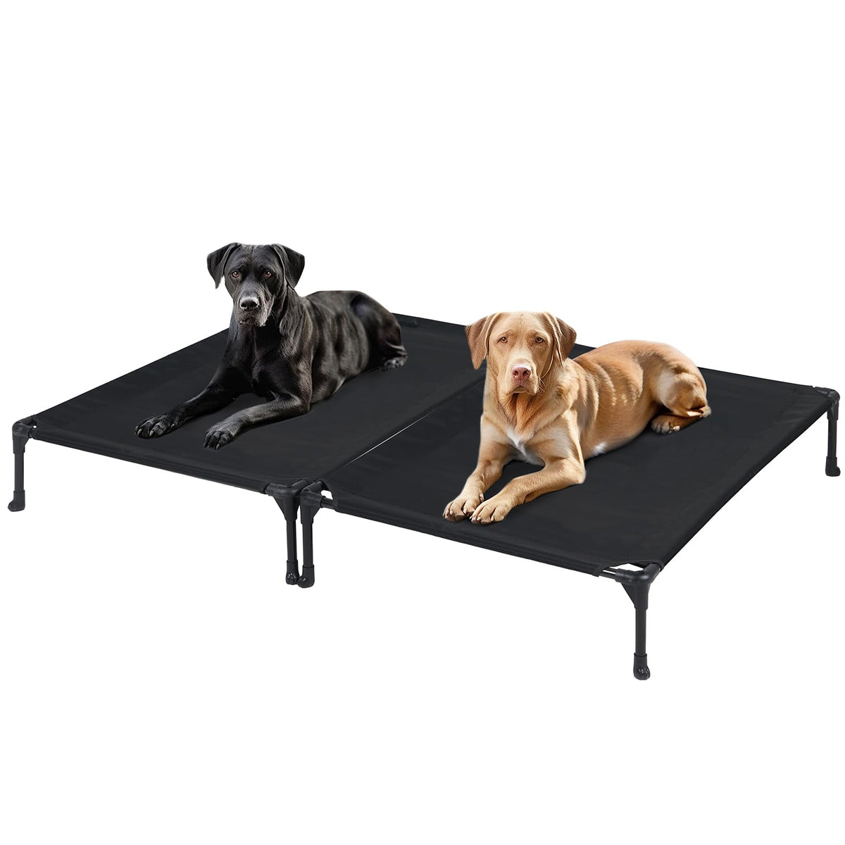 Veehoo 2 Pack Raised Dog Bed, Cooling Elevated Dog Bed, Portable Pet Cot With Washable & Breathable Mesh, No-Slip Feet, Durable Dog Cots Beds For Large Dogs, 42' X 30', Black, Cwc1803-L