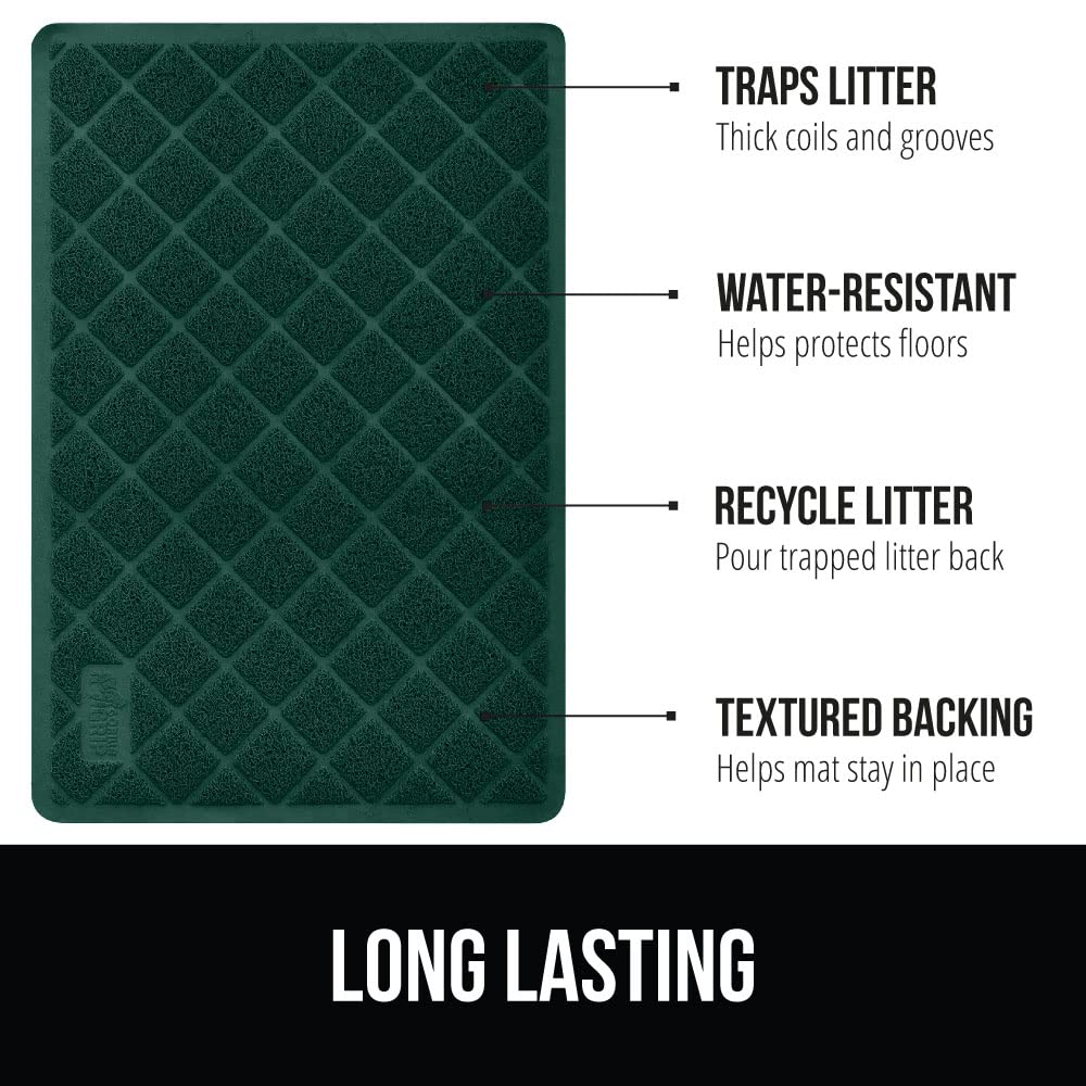 GORILLA GRIP Cat Litter Box Mat, Water Resistant, US Designed Kitty Litter Trapping Mats, Easy to Clean, Scatter Control, Less M