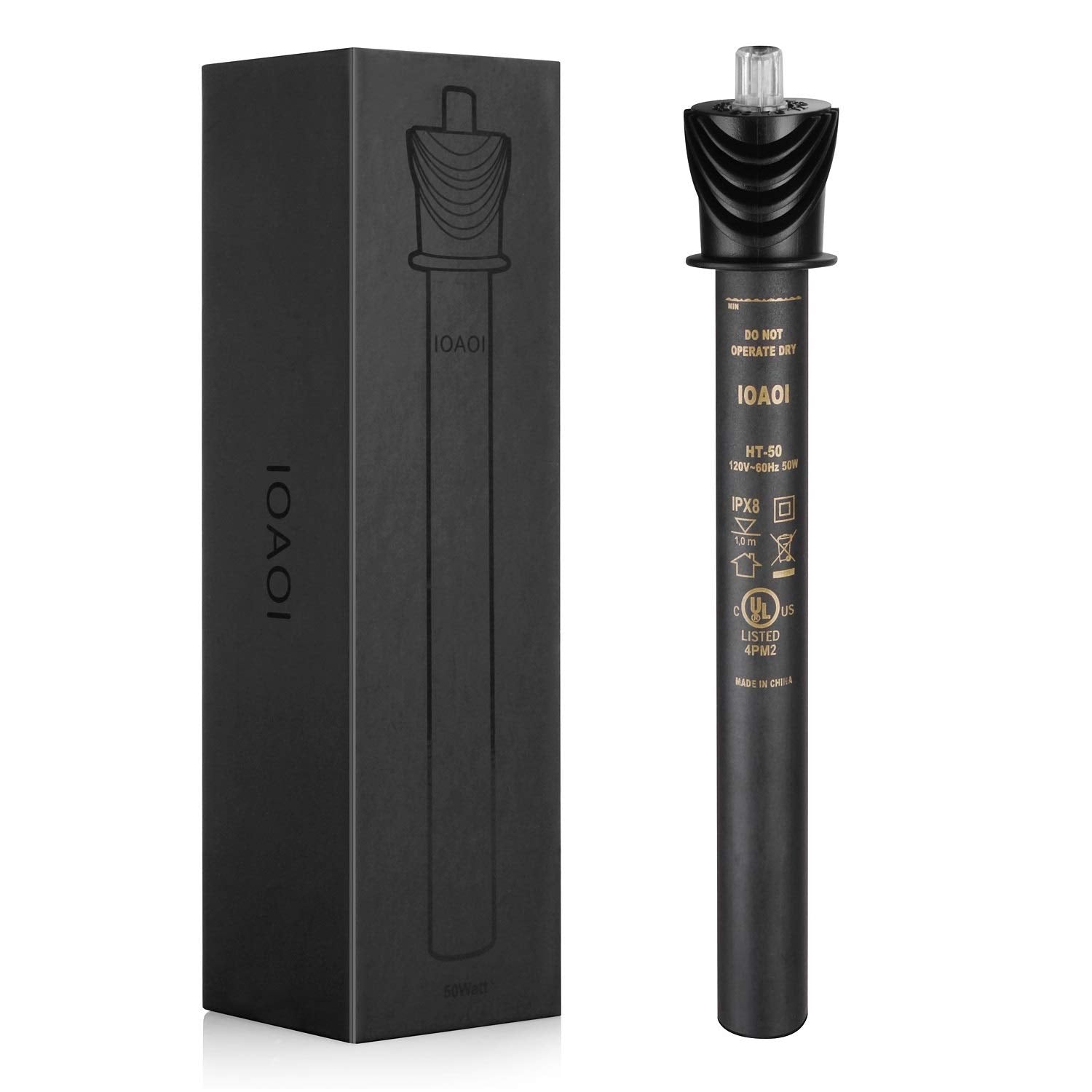 IOAOI Aquarium Heater for Fish Tank 50W for up to 20 Gallons Tanks Shatterproof for Both Marine and Fresh Water Engineering Plas