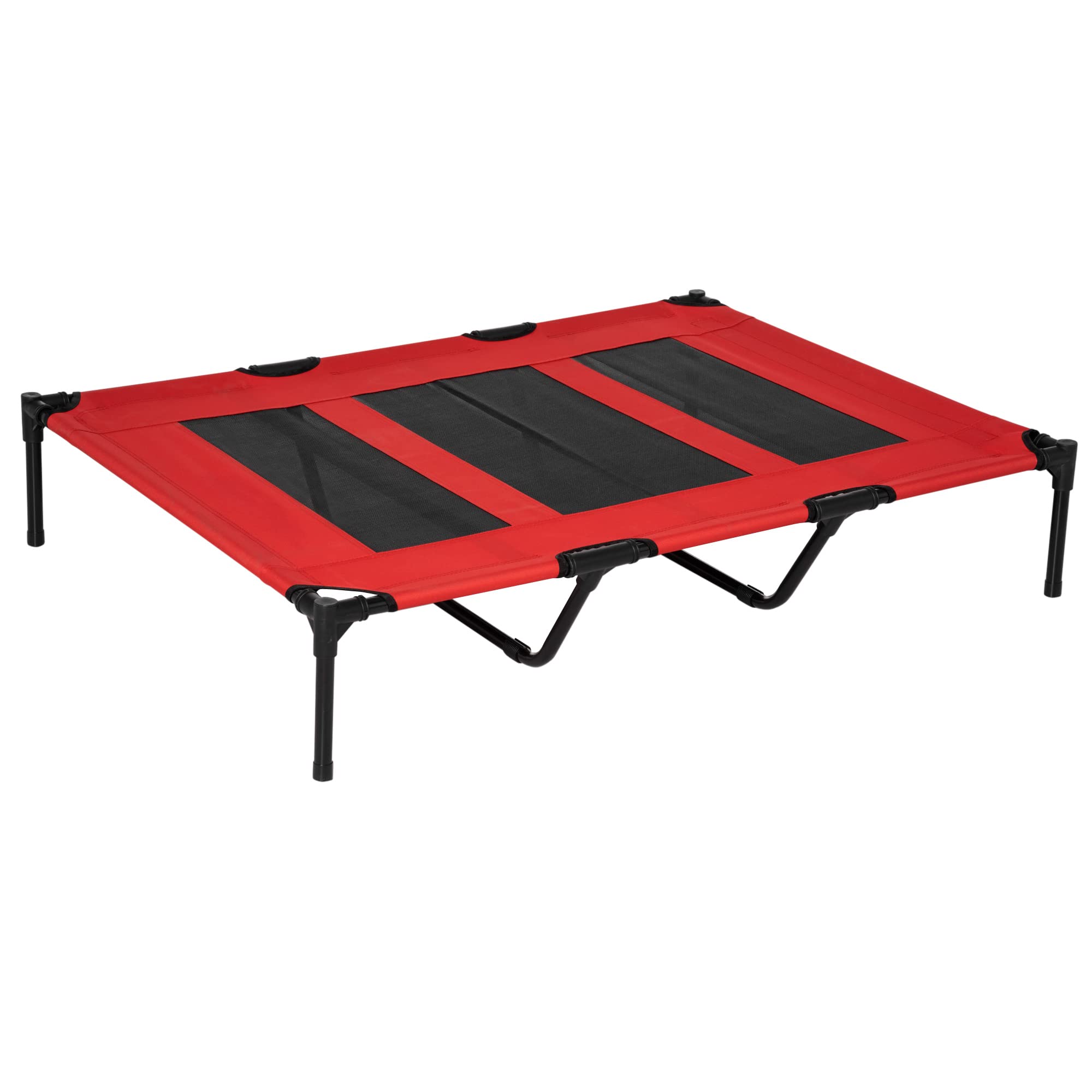 Pawhut 48'' X 36'' Elevated Breathable Dog Bed Portable Pet Cot W/ Carry Bag Metal Frame Breathable Mesh Indoor And Outdoor Red