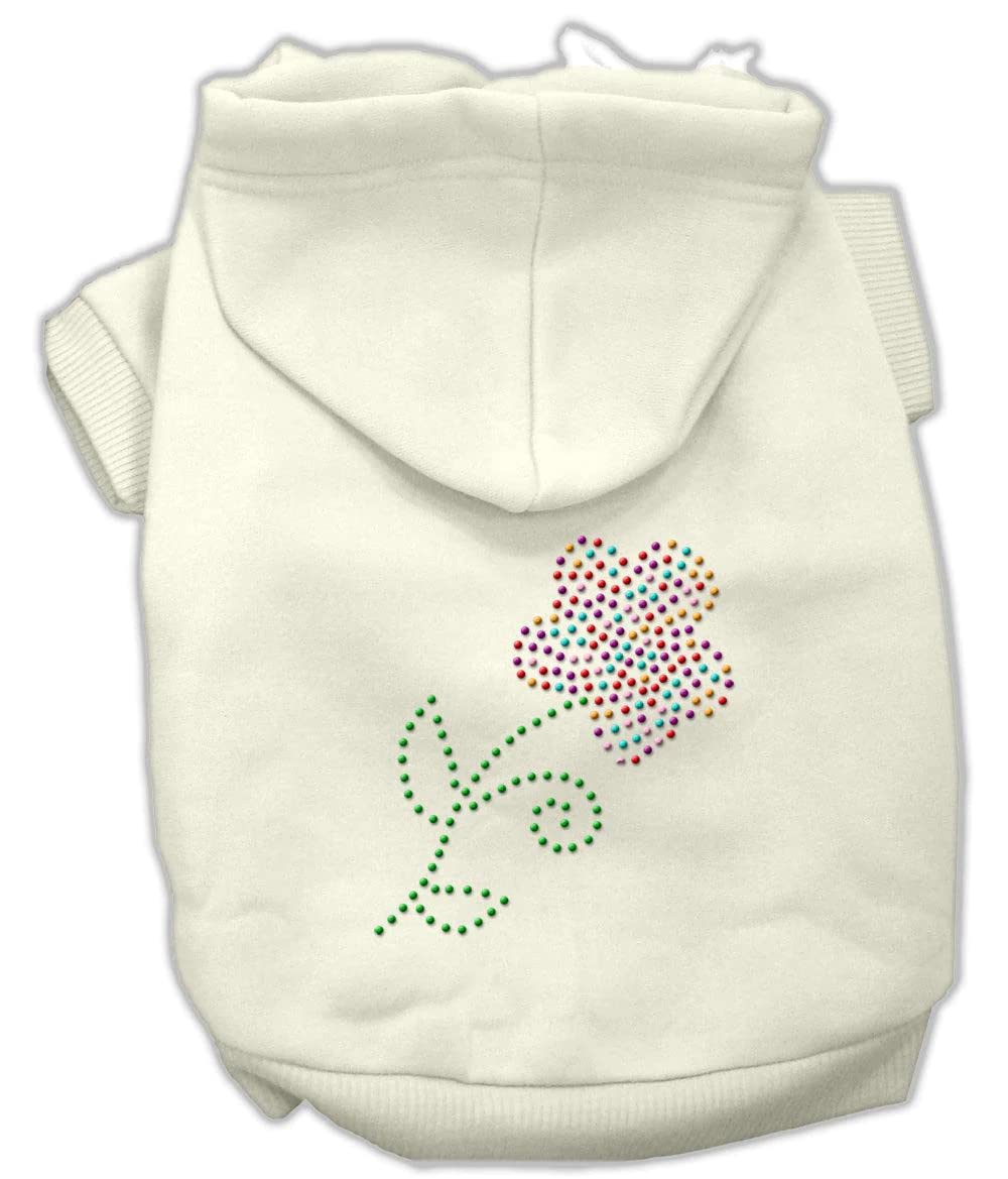 Mirage Pet Products 54-49 Xscr Multi-Colored Flower Rhinestone Cream Pet Hoodie, X-Small