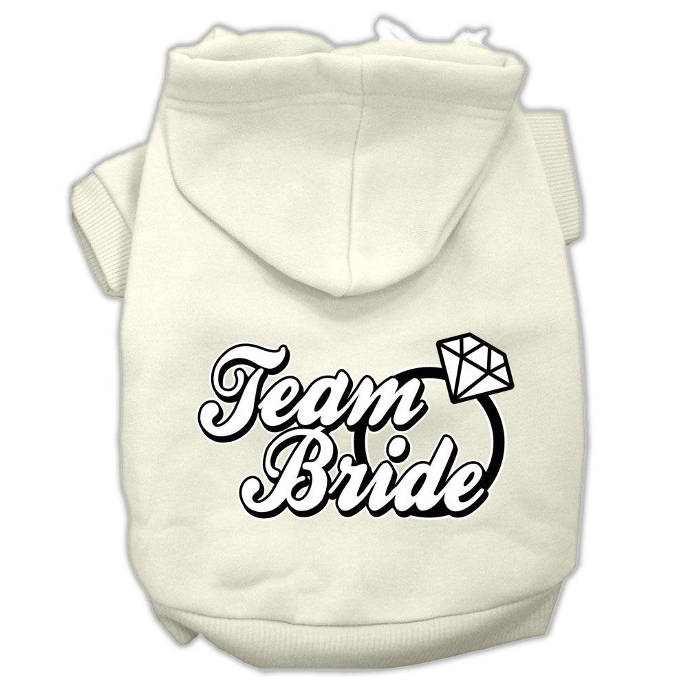 Pet Dog & Cat Hoodie Screen Printed, &quot;Team Bride&quot; Cream 3XL (25-35 lbs.)