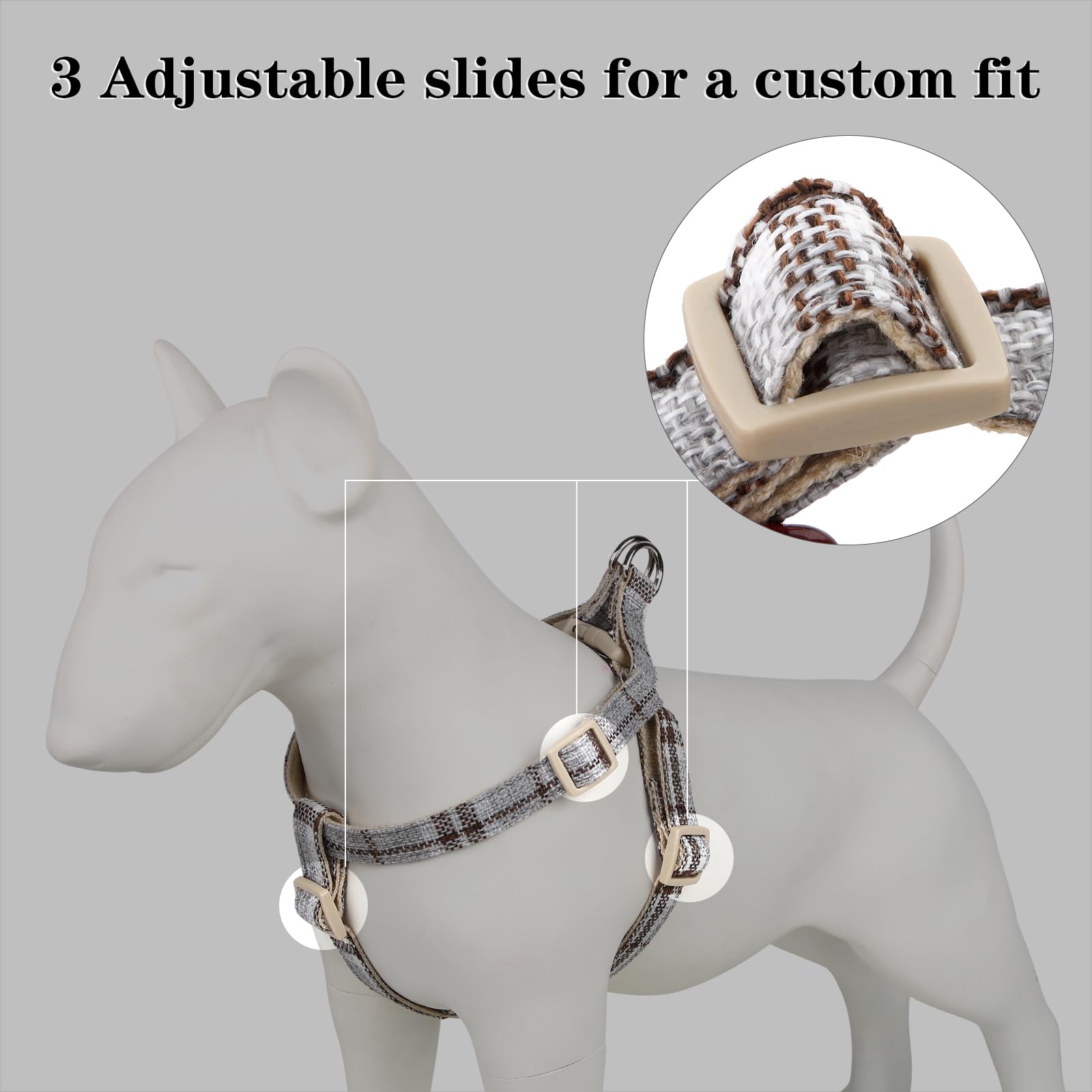 Plutus Pet Cotton Hemp Step In Dog Harness, Sustainable, Lightweight And Escape-Proof, Quick Fit Dog Harness For Puppy Small Med