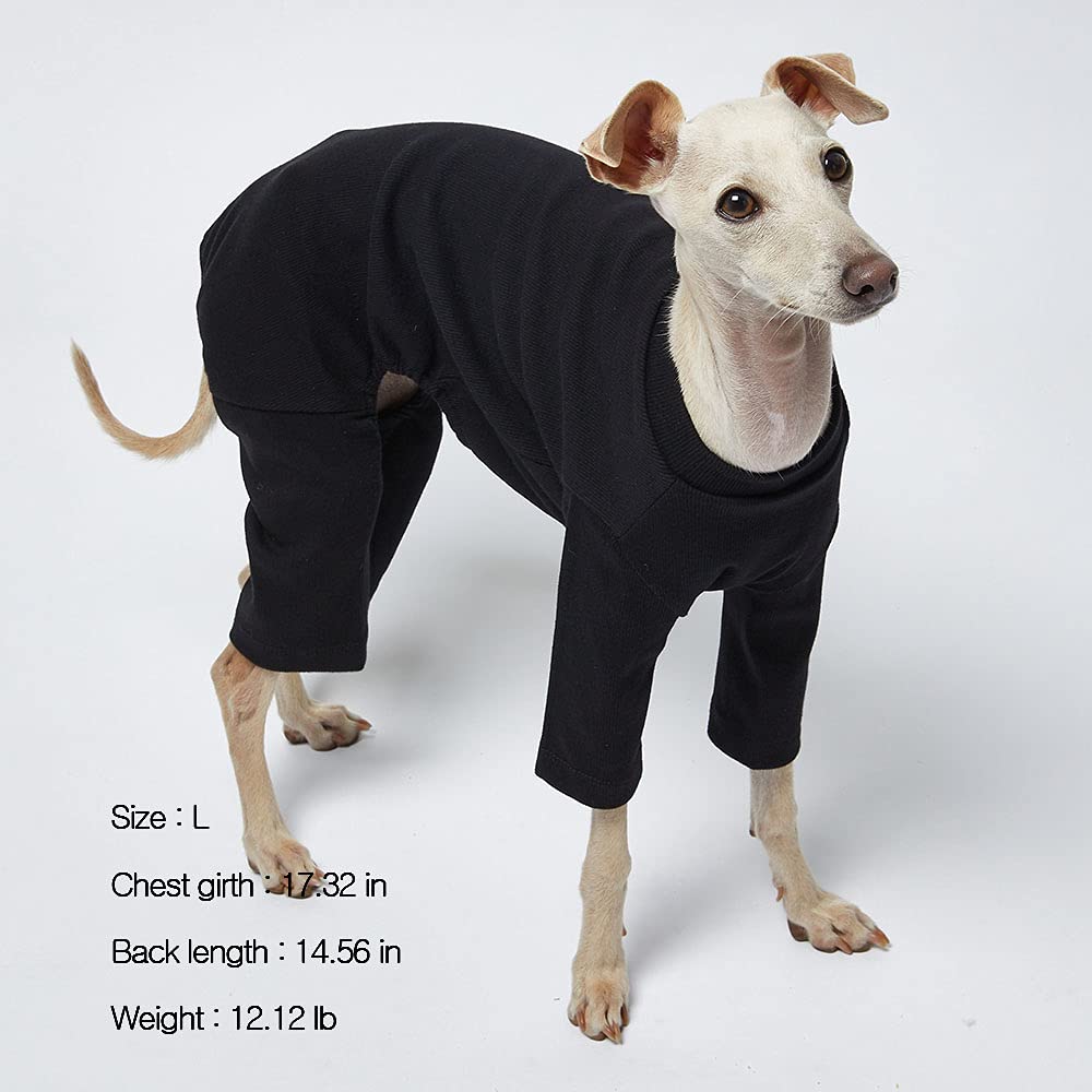 Lucky Petter Basic Soft Dog Pajamas For Small Dog Onesie Doggie Jammies Dog Shirt Stretchable Dog Jumpsuit Bodysuit Pjs (X-Small, Basic Black)