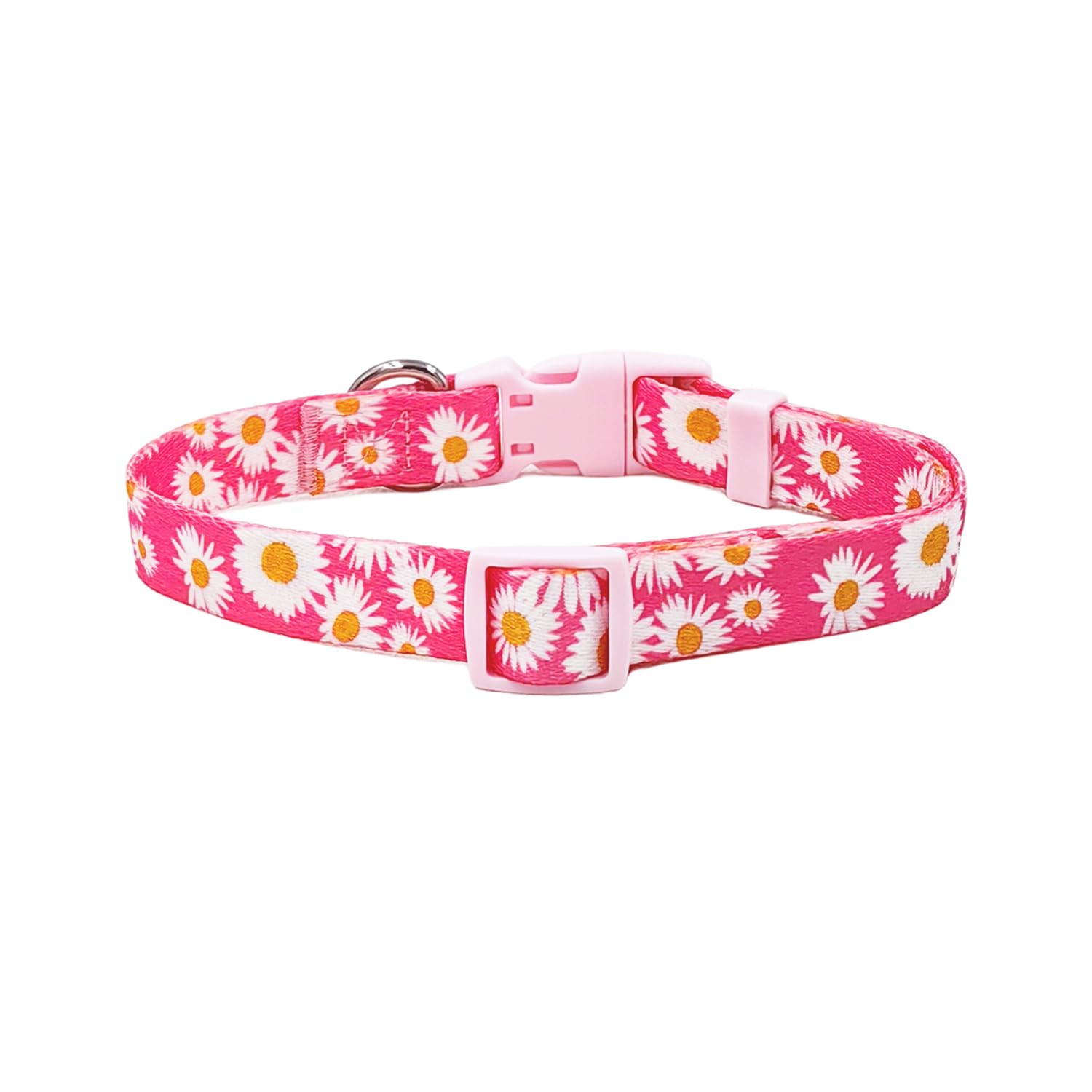 Olahibi Basic Dog Collar, Daisy Floral Pattern, Soft And Durable Polyester Material, Adjustable Length, For Puppy Dogs.(Extra Sm