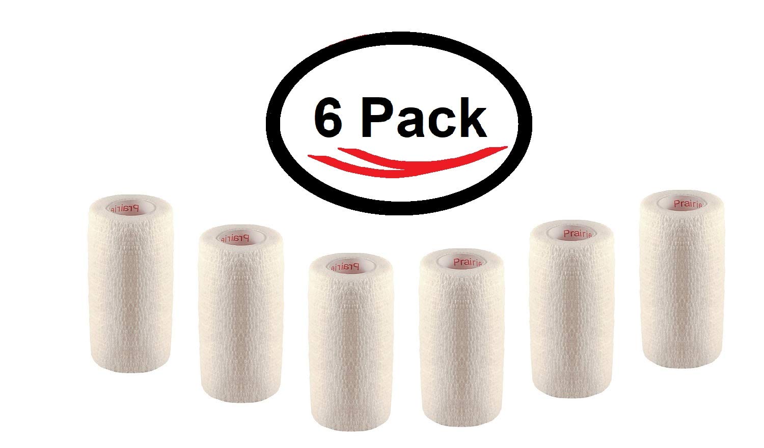 3 Inch Vet Wrap Tape Bulk (White) (Pack of 6) Self Adhesive Adherent Adhering Flex Bandage Grip Roll for Dog Cat Pet Horse