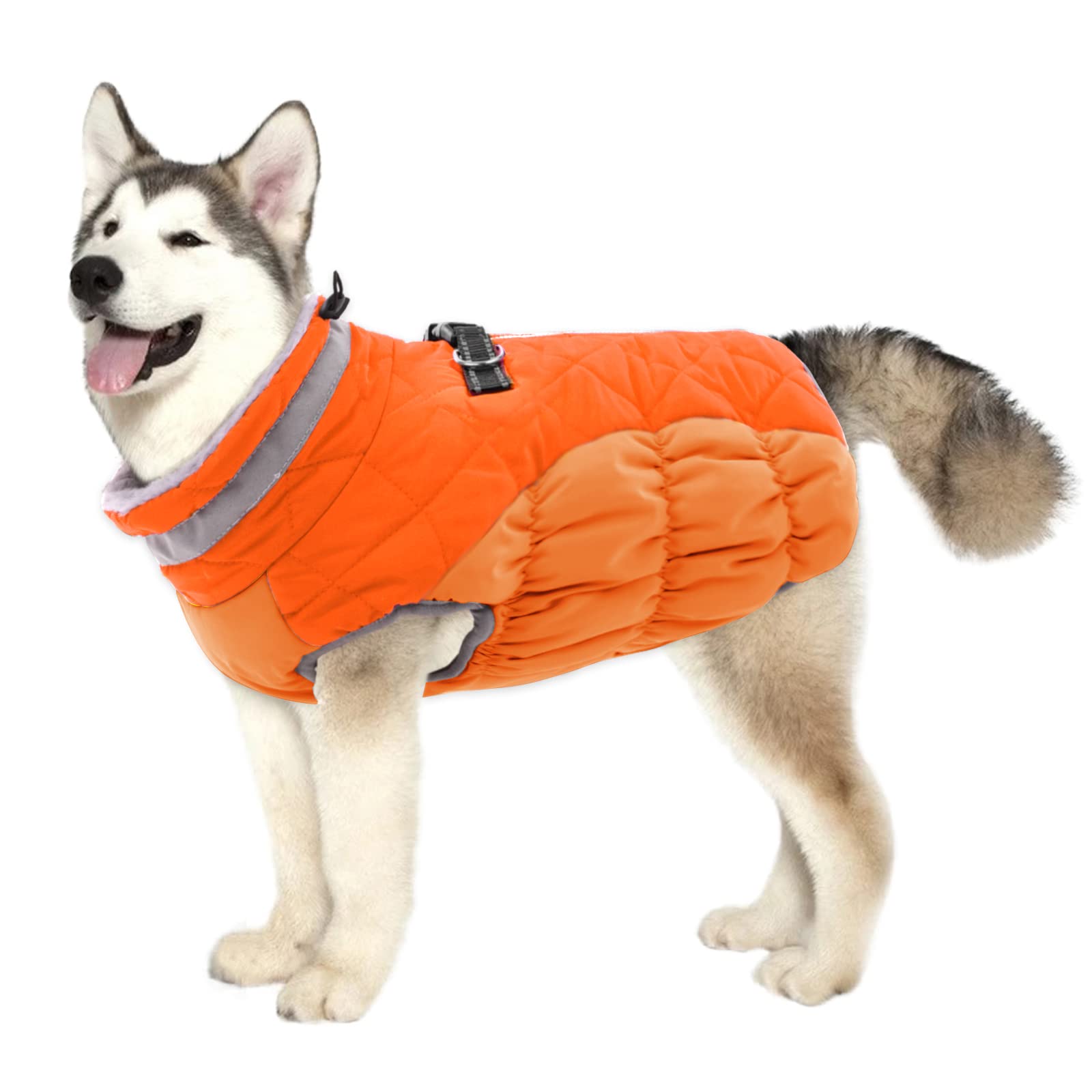 Lelepet Warm Dog Winter Coat Cold Weather Jacket Windproof Reflective Turtleneck Vest With Plush Neckline D-Ring For Leash Thick