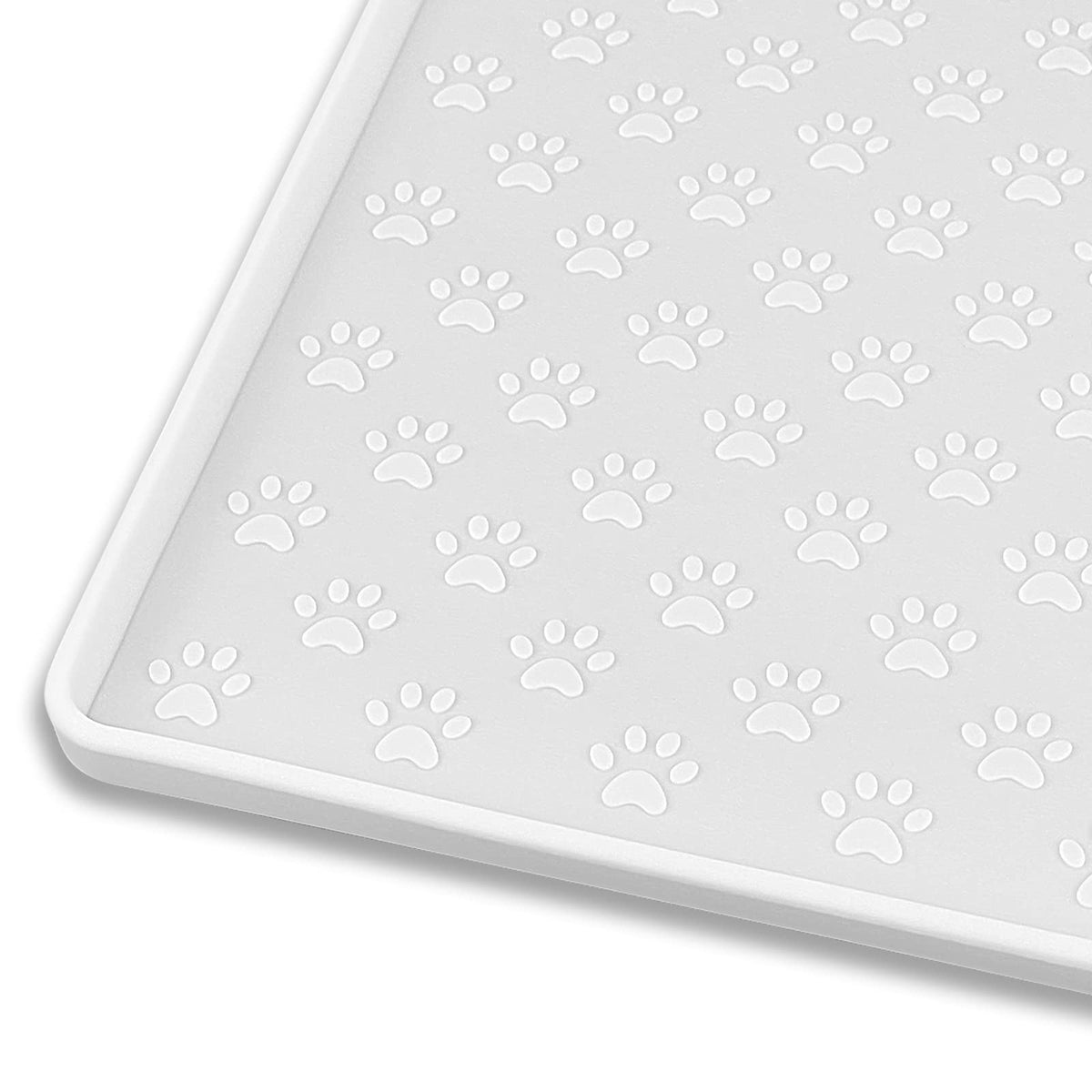 Ptlom Pet Placemat For Dog And Cat, Waterproof Silicone Pet Feeding Bowl Mats For Food And Water, Small Medium Large Dogs Mat Prevent Residues From Spilling To Floor, White, 24.5' 16.5'