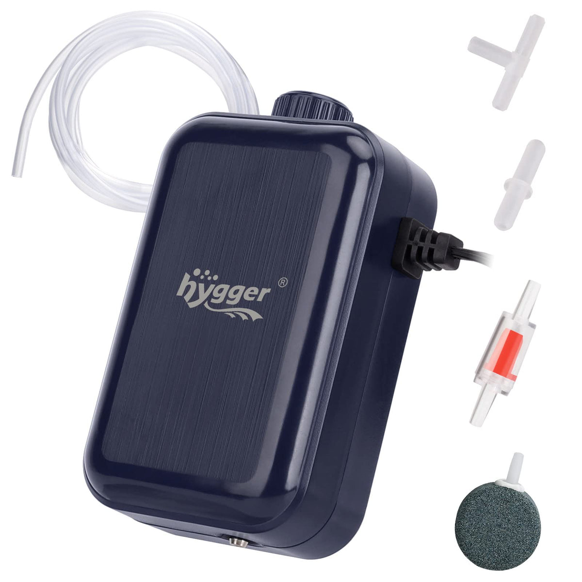 Hygger Aquarium Air Pump, Adjustable Oxygen Pump, Silent Powerful Aerator Pump 2W/3W/4.5W/6W/ 1 Air Outlets Ultra For Up To 50 G