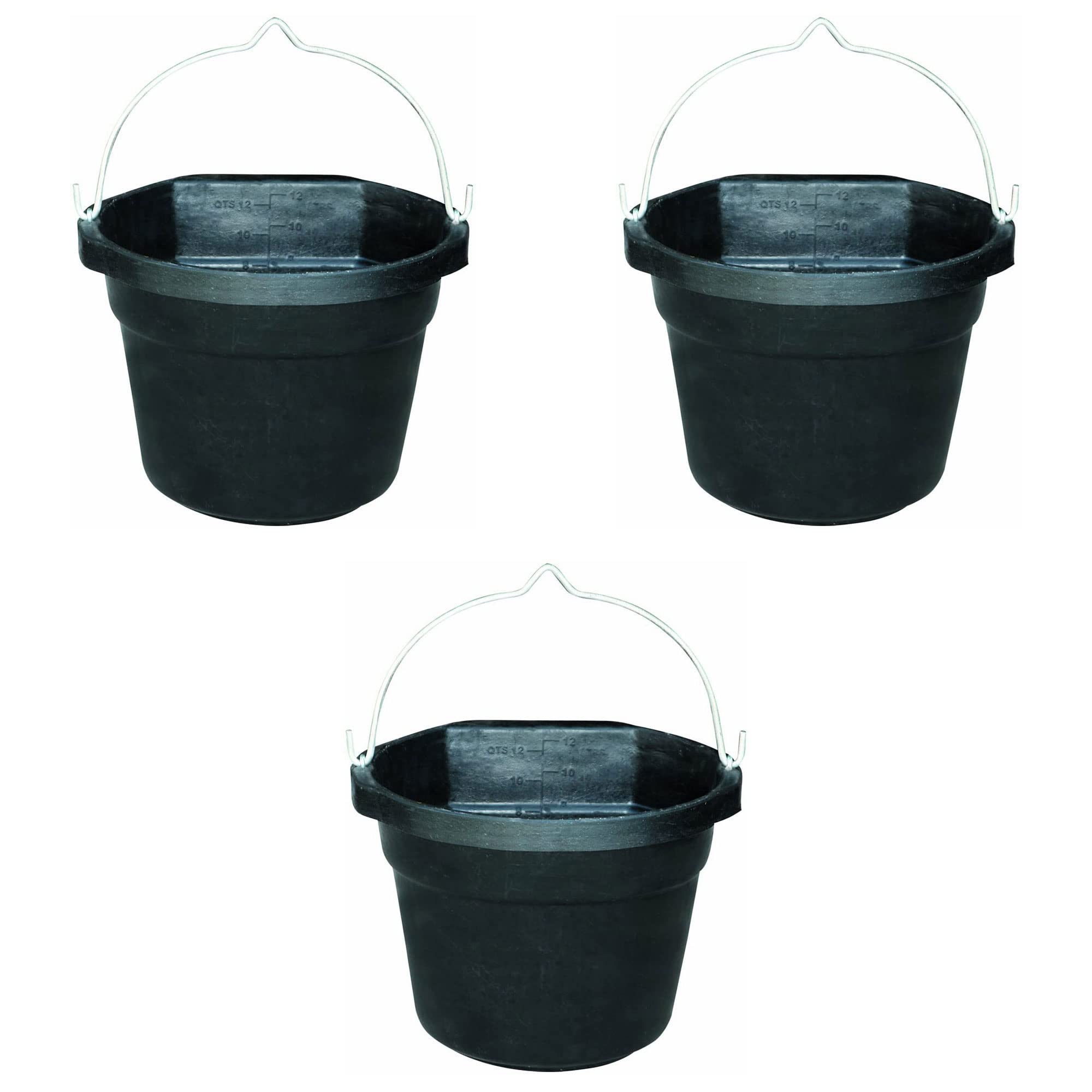 Farm Innovators Fb-80R Rubber 3 Gallon Flat Back Heated Bucket With Metal Handle, Built In Thermostat, And Concealed Heating Ele
