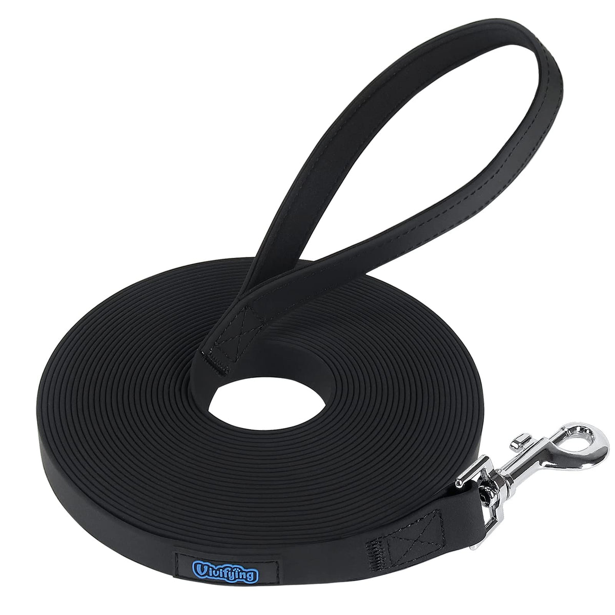 Vivifying Waterproof Dog Leash, 32Ft Long Leash Durable Dog Recall Training Lead Great For Outdoor Hiking, Training, Yard, Beach,Lake And Swimming(Black)