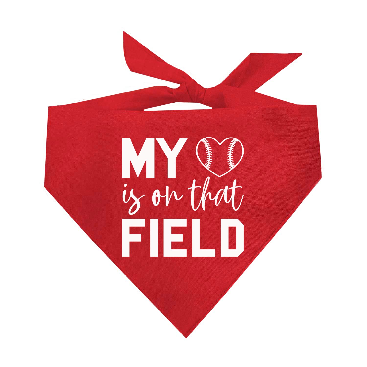 My Heart Is On That Field Baseball Dog Bandana (1044 Red, X-Small)