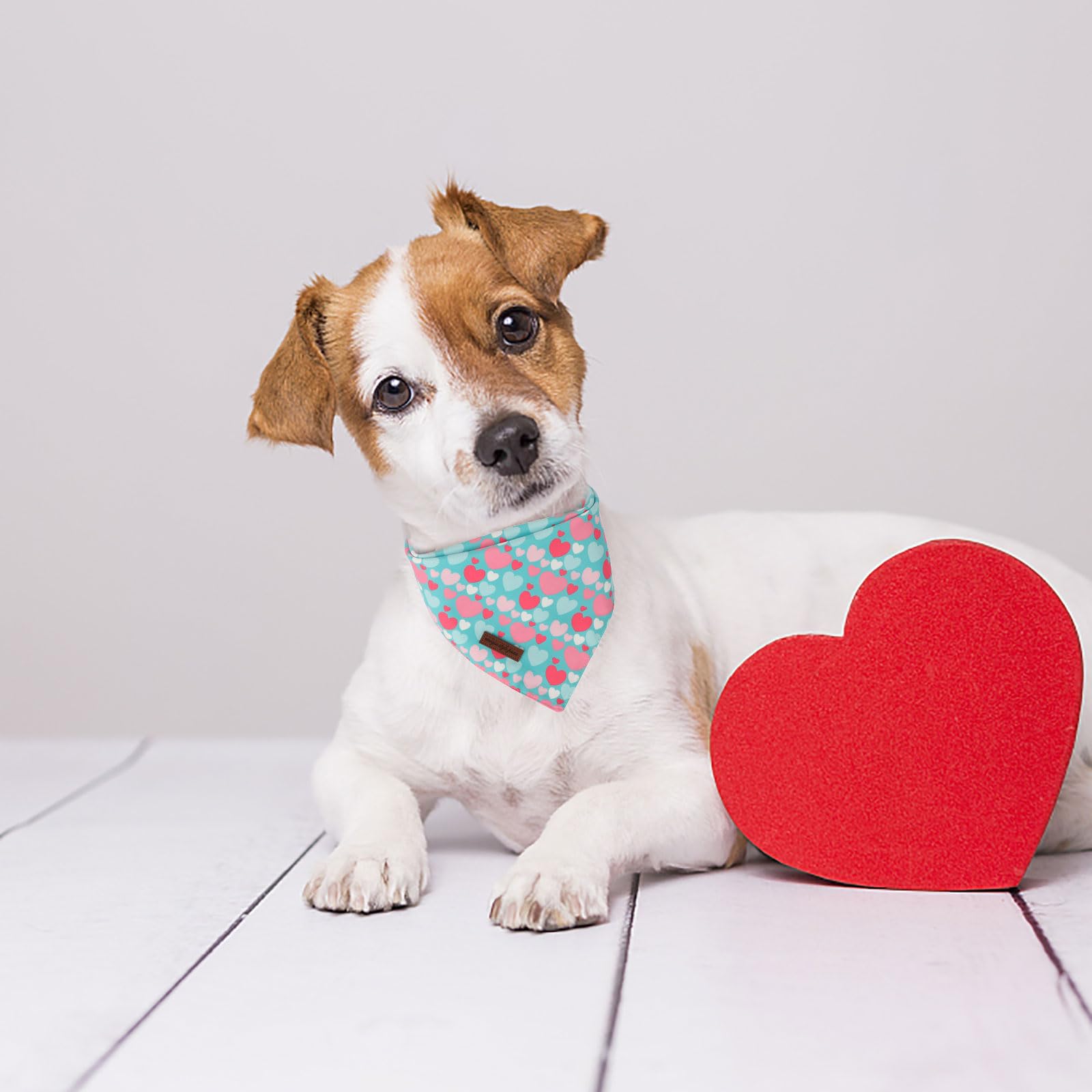 Unique Style Paws Dog Valentine'S Day Bandanas 2Pcs Washable Cotton Triangle Love Heart Lock Dog Scarfs For Small Medium Large D