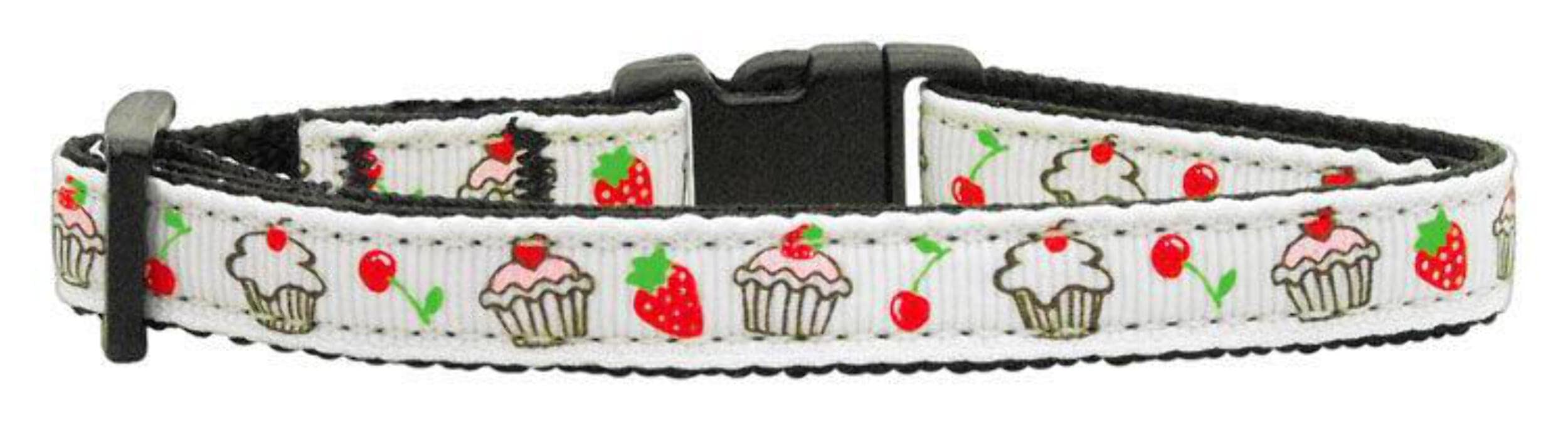 Mirage Pet Products Cupcakes Nylon Ribbon Collar for Pets, Medium, Black