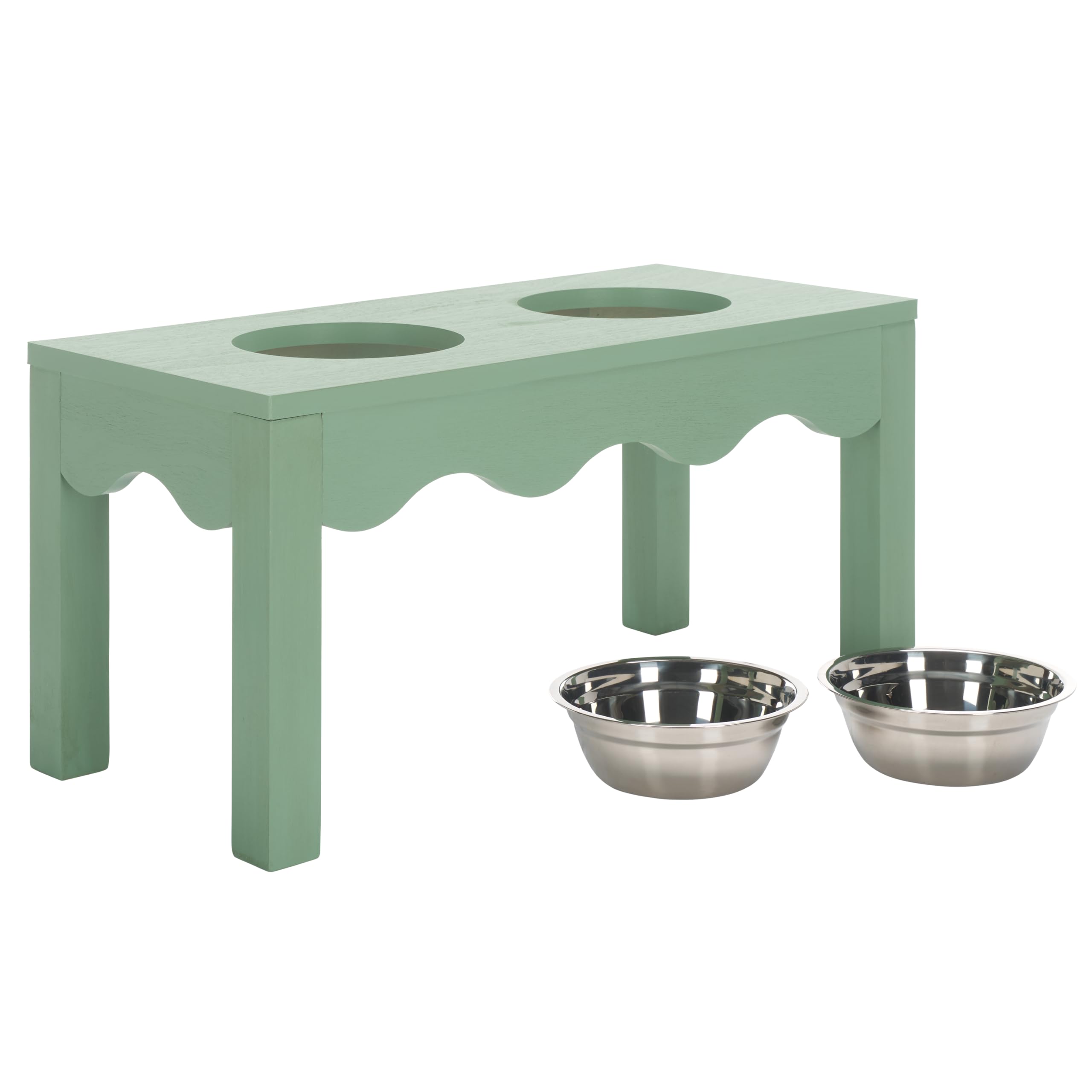 SAFAVIEH Home Collection Lilith Sage Green Elevated Raised Pet Feeder Dog Bowl Stand