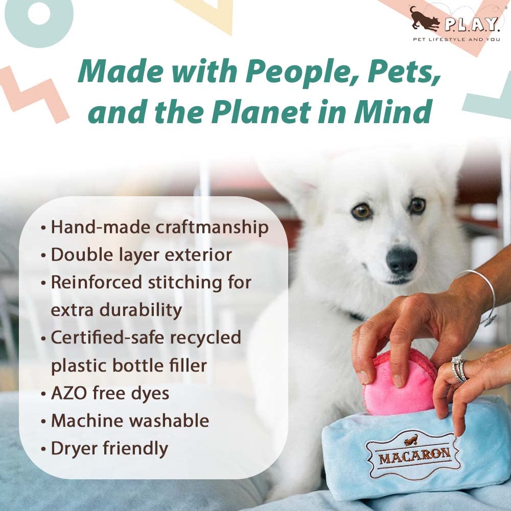P.L.A.Y. Cute Plush Dog Toys - Coffee Shop Food Themed Durable Squeaker Chew Toy, Great for Puppies & Small, Medium, Large Dog B