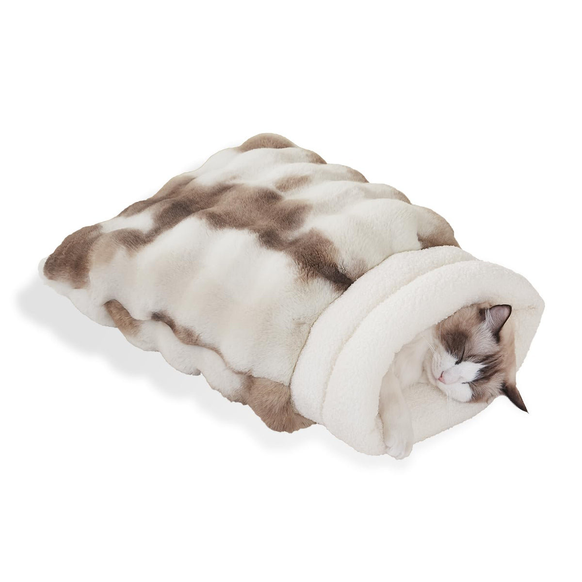 Somahe Cat Sleeping Bags For Indoor Cats Self Warming Cat Bed Fits Up To 15 Lbs Pets Soft Plush Warm Bed 360 Wrap Bag Washable C