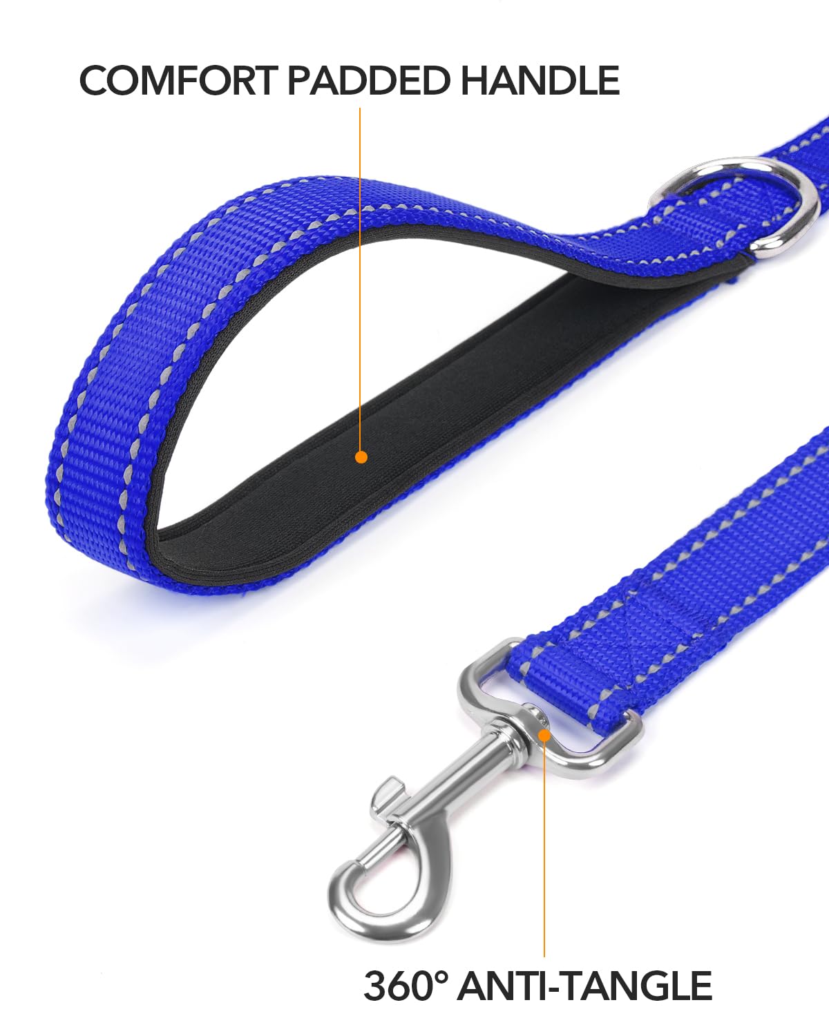 Taglory Dog Leash For Medium Large Dogs, Double-Sided Reflective Leash With Soft Neoprene Padded Handle, 1 Inch By 5 Ft, Fit Med