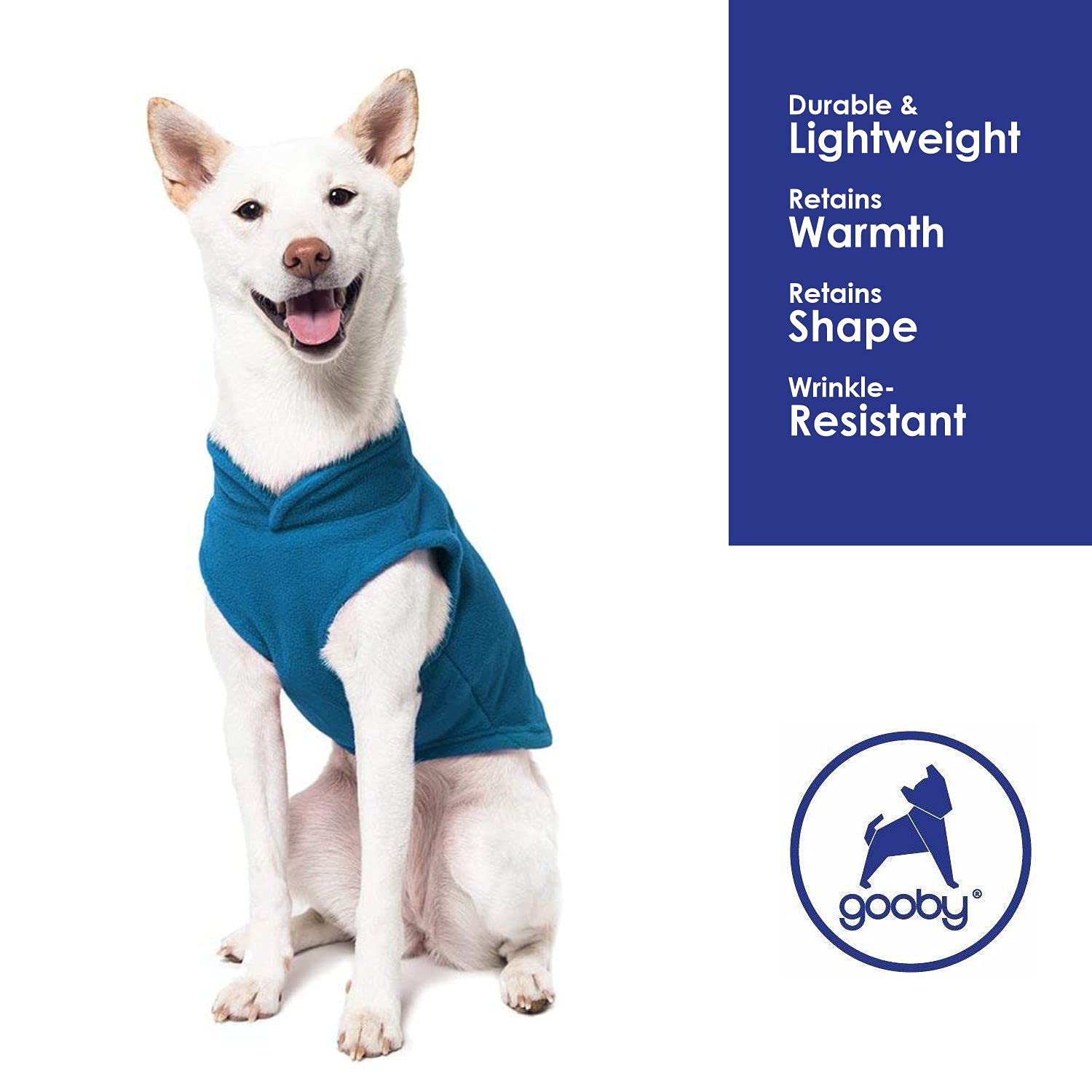 Gooby Fleece Vest Dog Sweater - Deep Blue, X-Large - Warm Pullover Fleece Dog Jacket With O-Ring Leash - Winter Small Dog Sweater Coat - Cold Weather Dog Clothes For Small Dogs Boy Or Girl