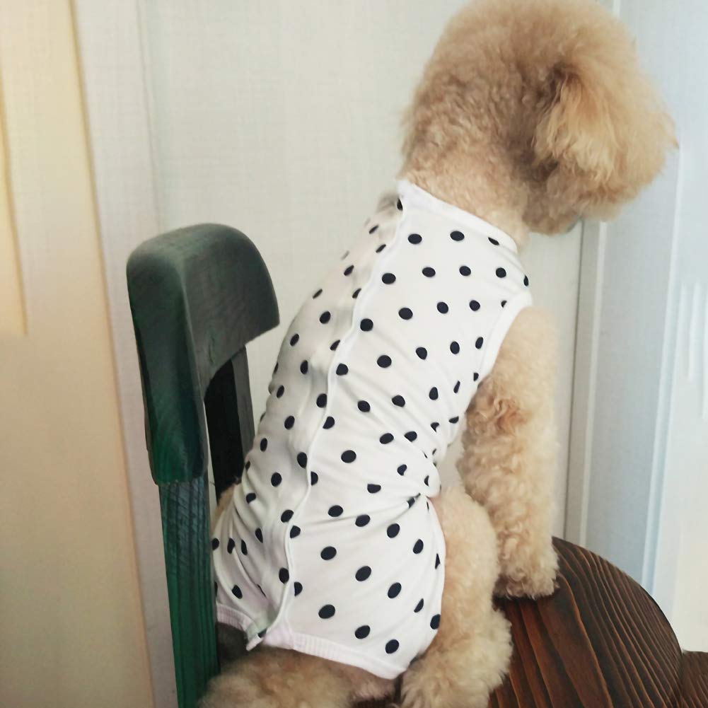 Kukaster Pet Dog’S Recovery Suit Post Surgery Shirt For Puppy, Wound Protective Clothes For Little Animals(White Spot-L)