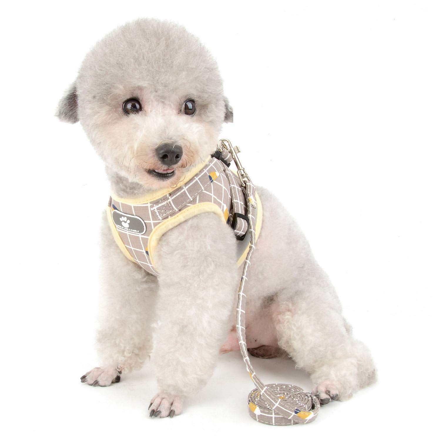 Zunea No Pull Small Dog Harness And Leash Set Adjustable Reflective Step-In Chihuahua Vest Harnesses Mesh Padded Plaid Escape Proof Walking Puppy Jacket For Boy Girl Pet Dogs Cats Khaki Xl