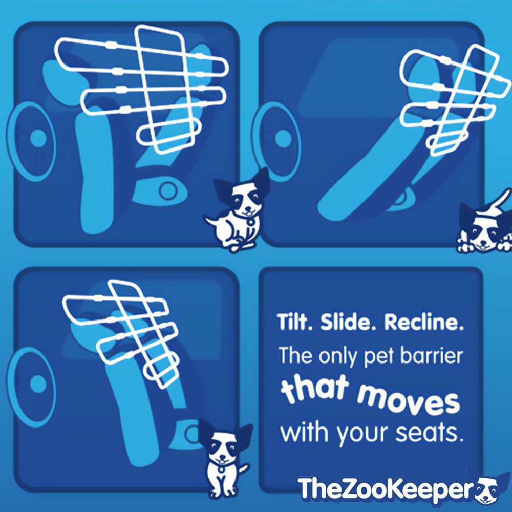 Zookeeper Vehicle Pet Barrier: Adjustable Universal For Cars, Trucks, Suvs - Moves With Your Vehicle Seats. Tilt. Slide. Recline. Easy Install Dog Car Gate - Strong Metal Tubing Gate Divider